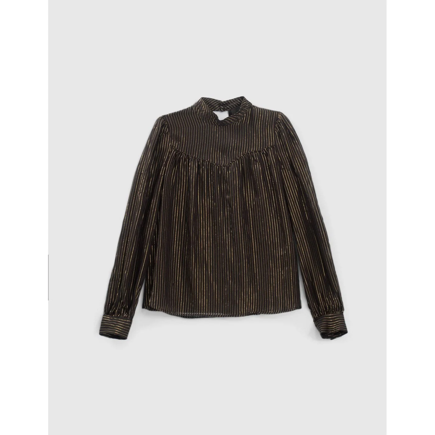 IKKS - Pure Edition Blouse Col Montant En Soie Et Fil Doré - Noir - Image 6