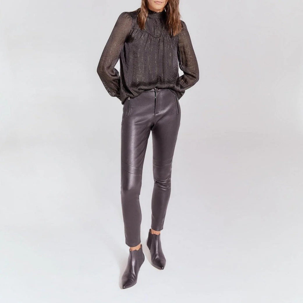 IKKS - Pure Edition Blouse Col Montant En Soie Et Fil Doré - Noir - Image 7