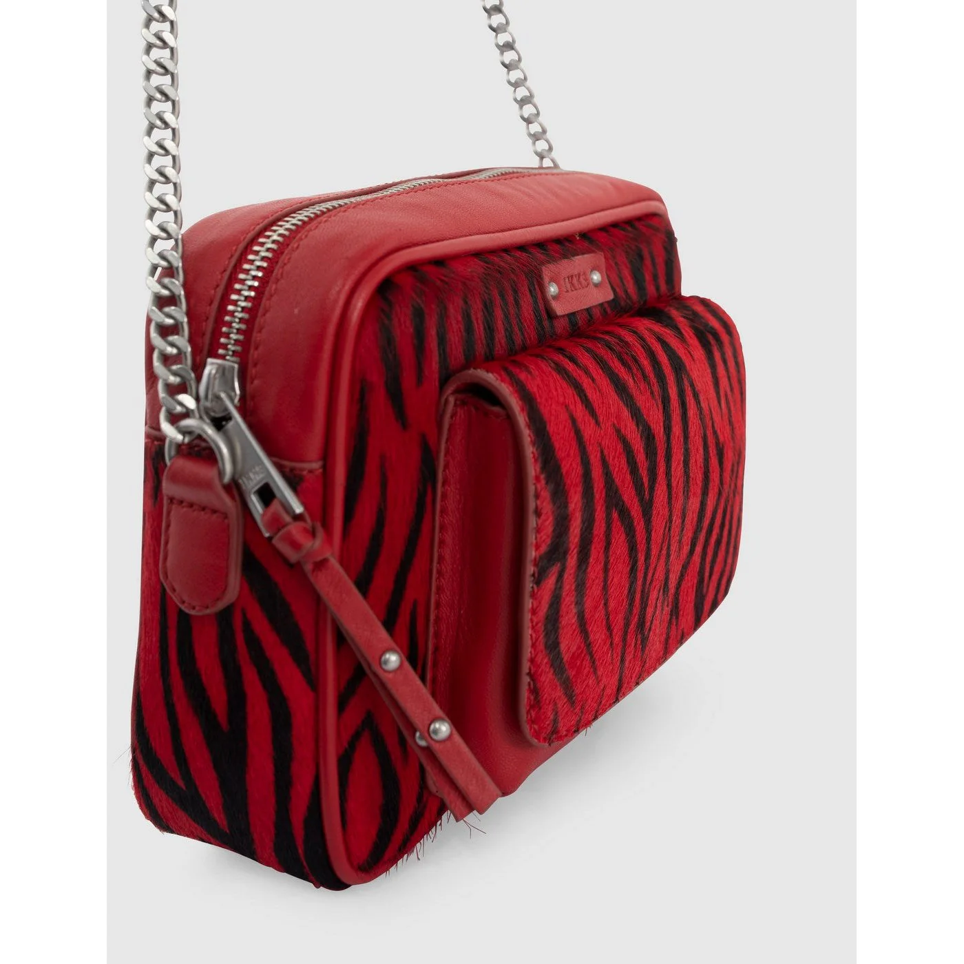 IKKS - Sac Boxy The Lover Effet Pony Zèbre Noir Et Rouge - Vermillon - Image 2