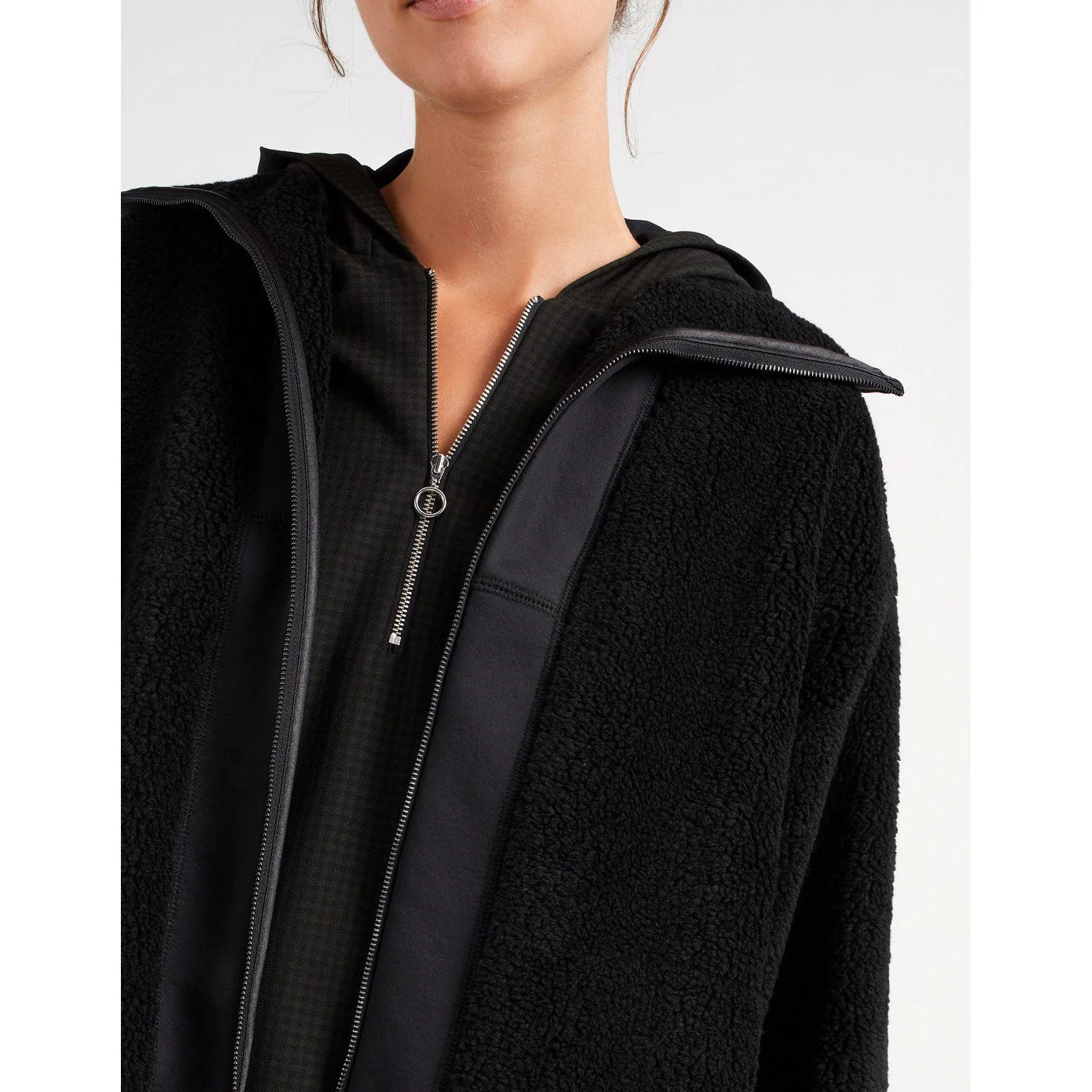 IKKS - Veste Noire Sherpa À Col Camionneur Et Capuche I.Code - Noir - Image 4