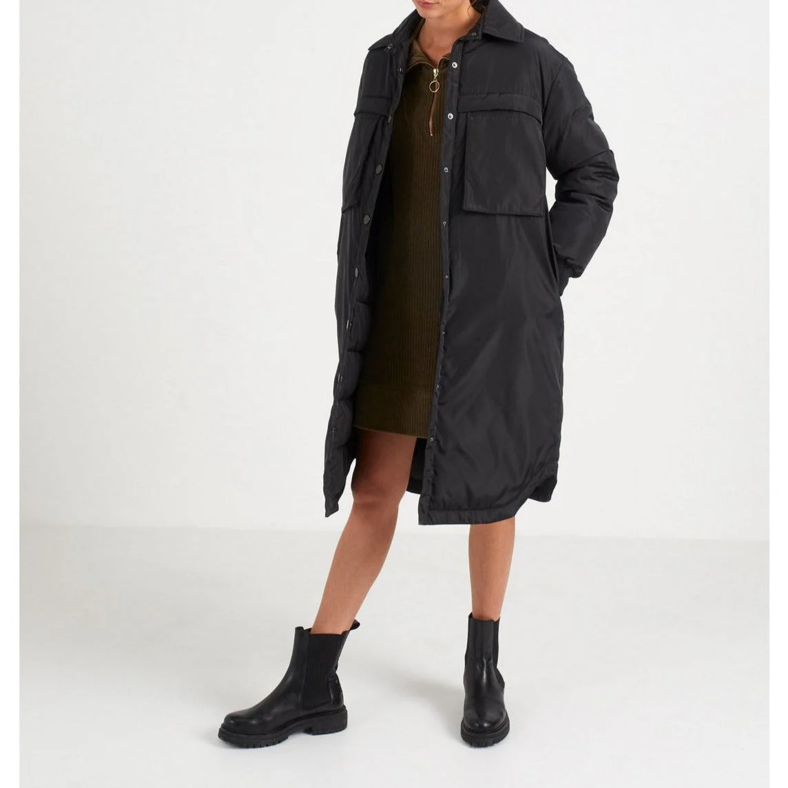 IKKS - Doudoune Longue Noire Avec Maxi Poches I.Code - Noir - Image 6