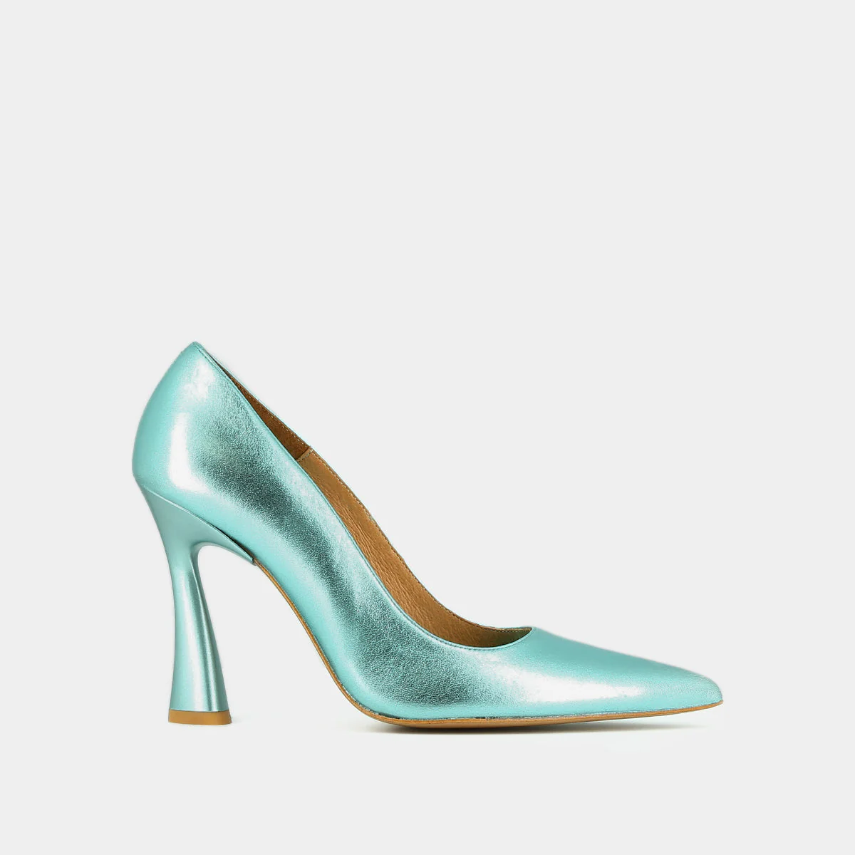 Escarpins Dabate Cuir Metallise - Turquoise - Image 3