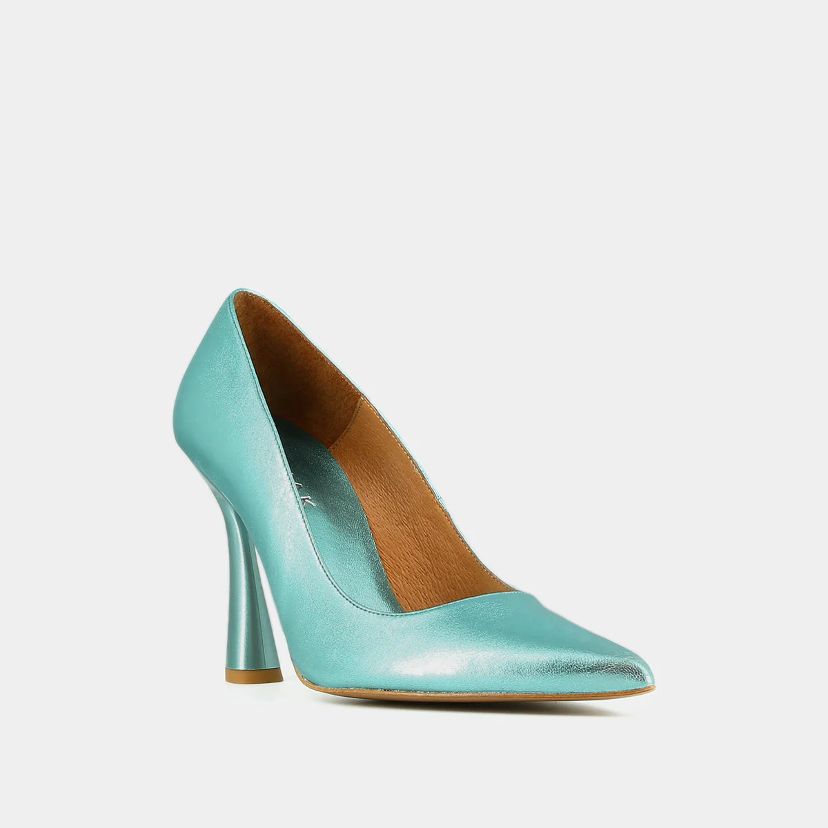 Escarpins Dabate Cuir Metallise - Turquoise - Image 4