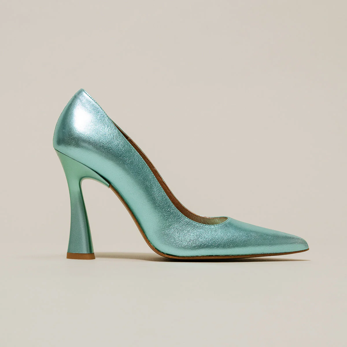 Escarpins Dabate Cuir Metallise - Turquoise - Image 5