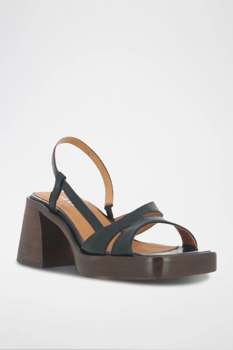 Sandales Bridge Cuir Vieilli - Noir - Image 2