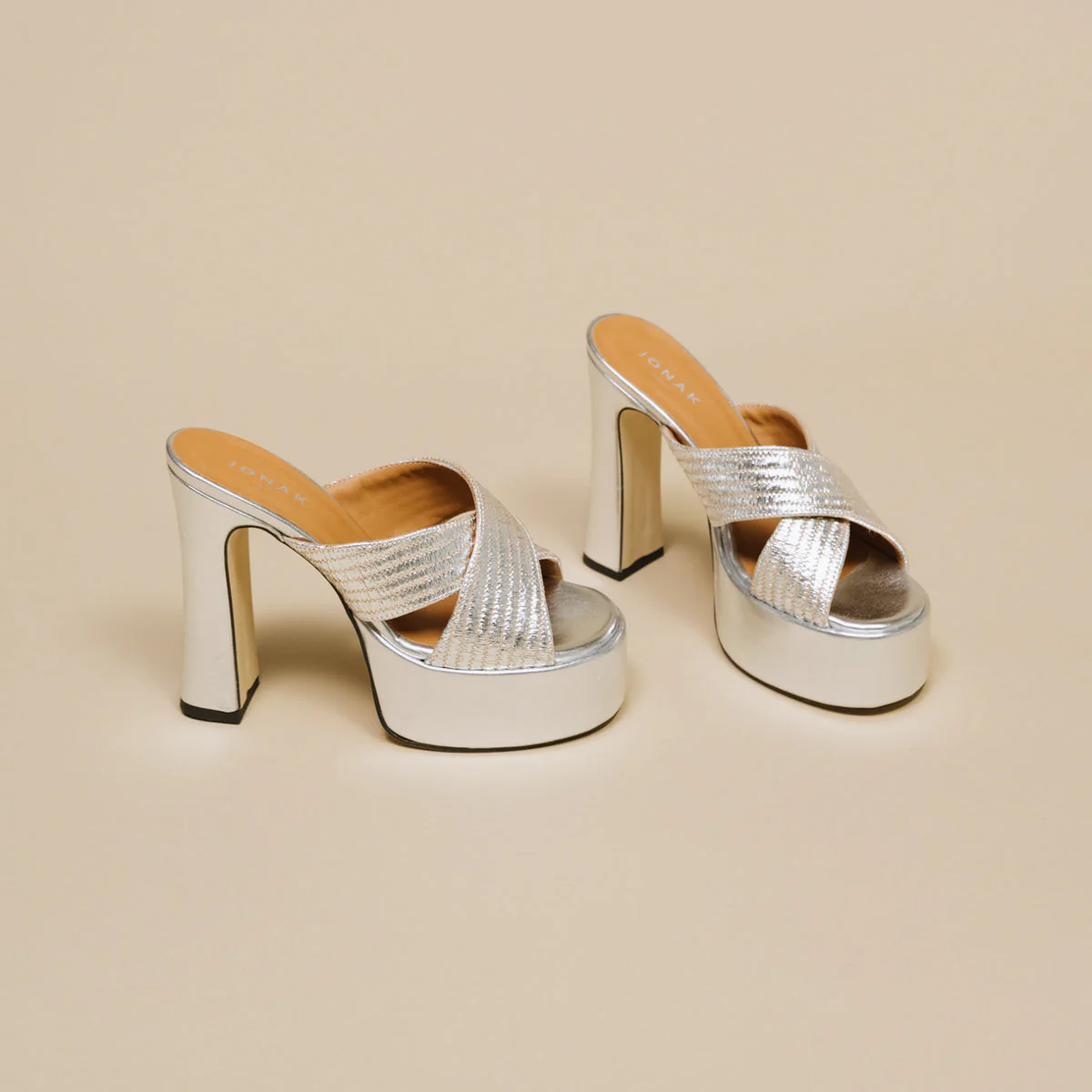 Mules Jackie Raphia/Metallise - Argent - Image 2