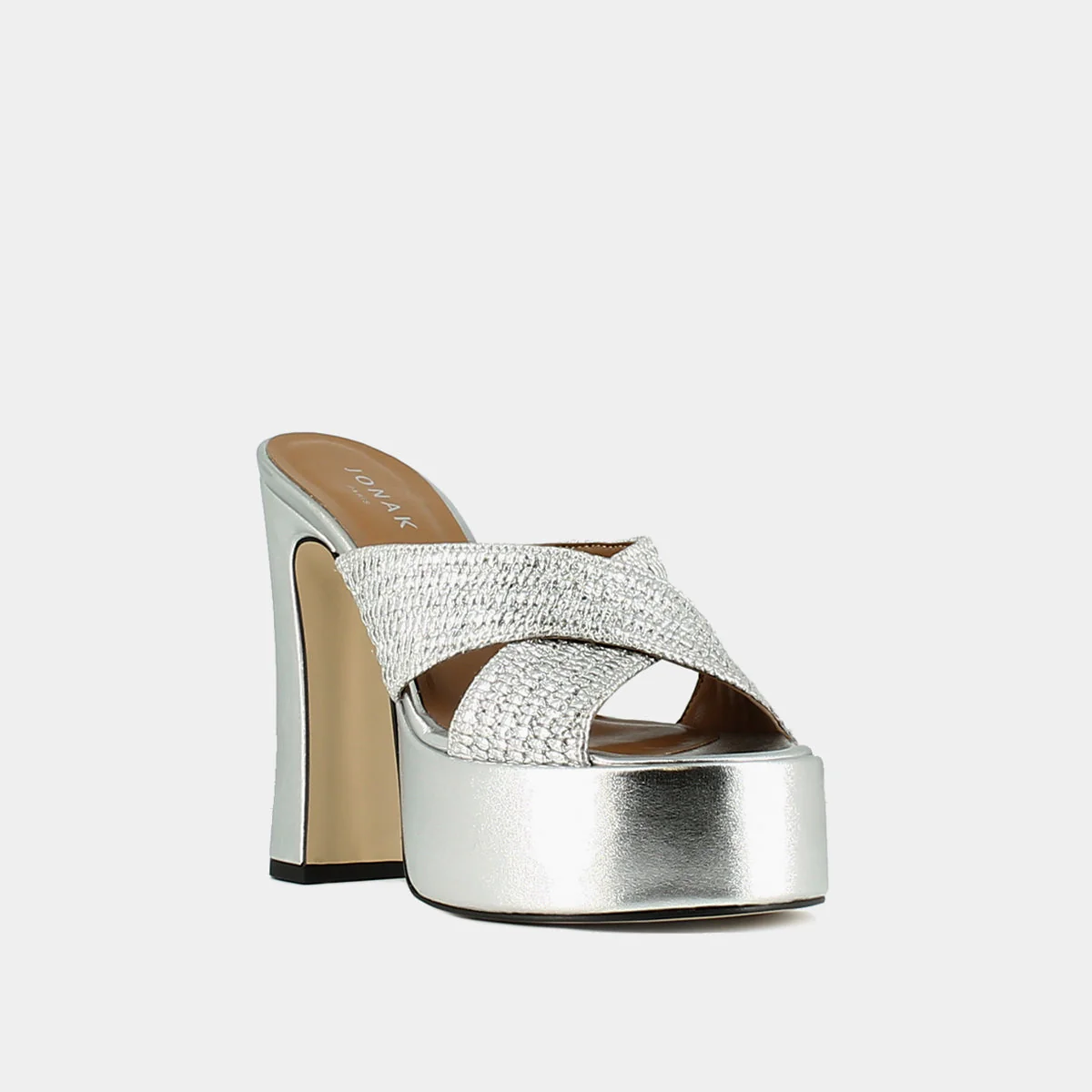 Mules Jackie Raphia/Metallise - Argent - Image 4