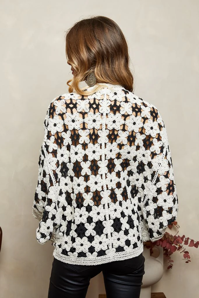 Poncho Choul - Creme/Noir - Image 2