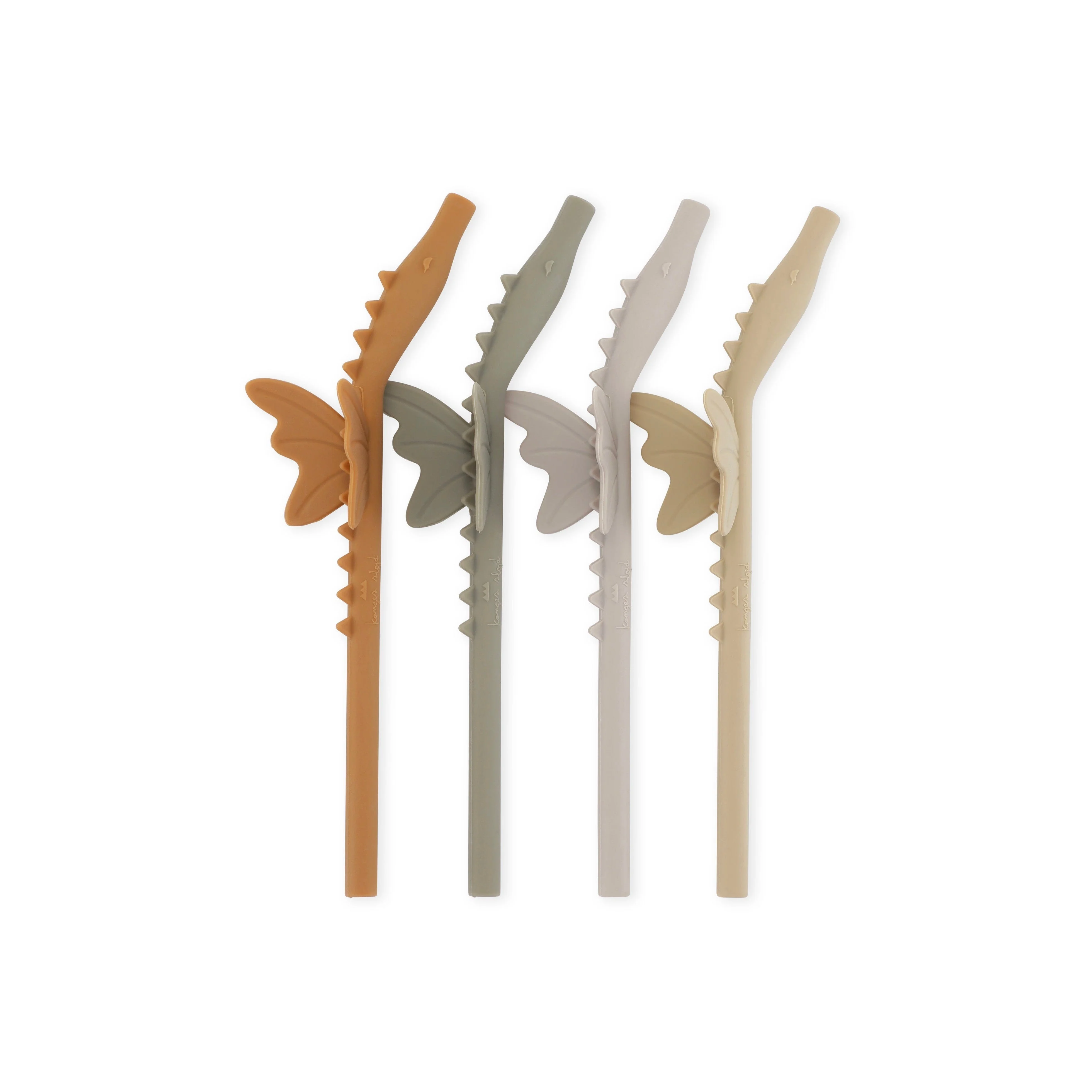 Konges Sløjd - Paquet De 4 Pailles En Silicone Dragon - Caramel Mix - Image 2