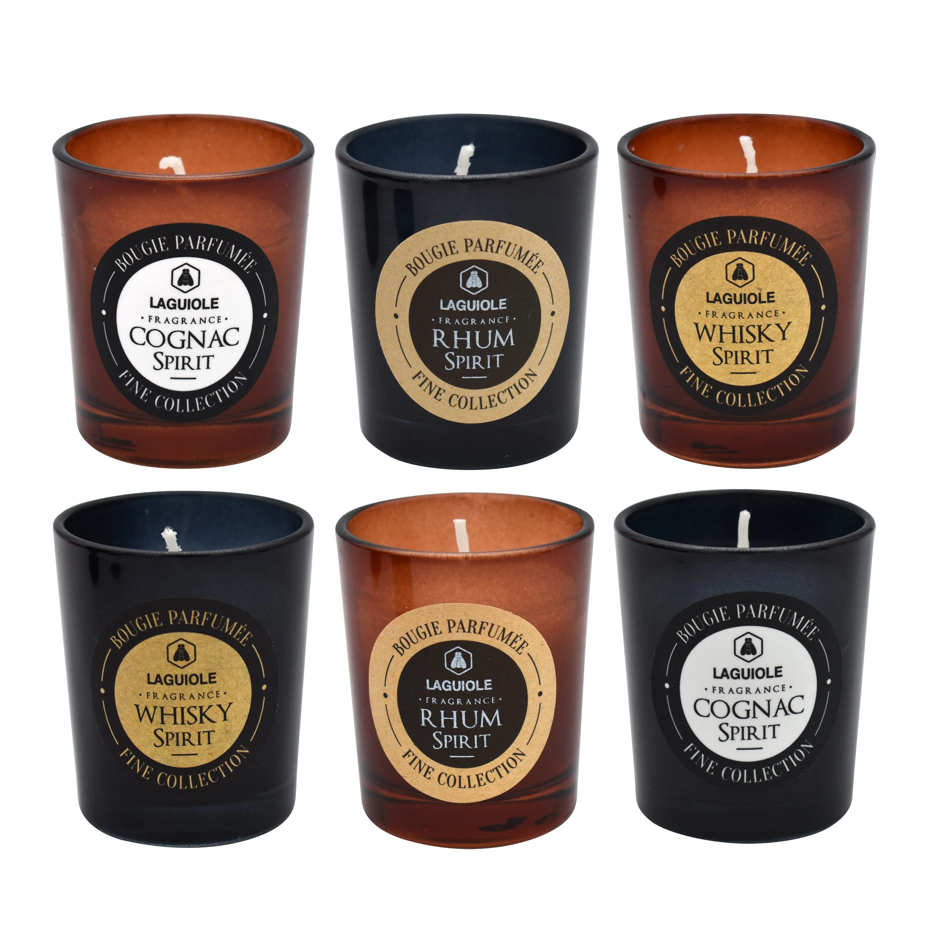 Coffret De 6 Bougies Parfumées - Senteur Whisky Cognac Rhum - Image 3