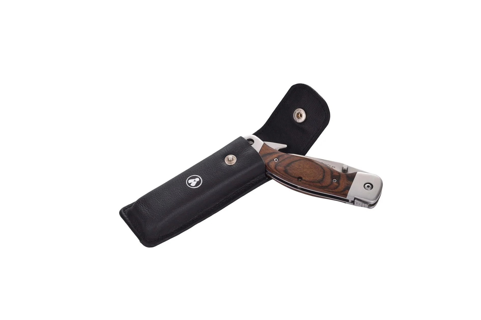 Coffret Couteau De Chasse Avec Etui En Cuir Noir - Manche En Bois De Pakka - Lame 105 Cm - Image 4