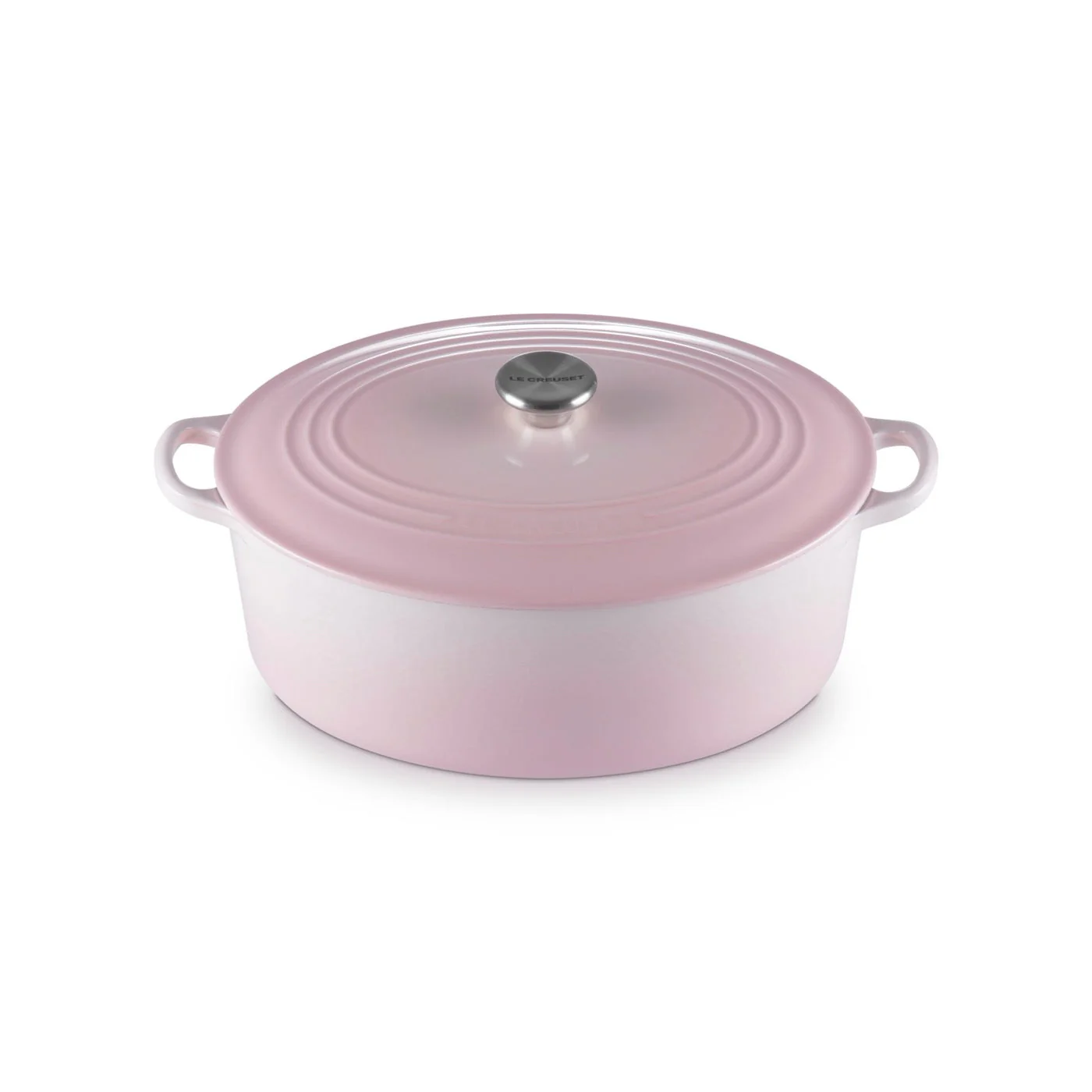 Cocotte Ovale Tradition - Fonte Émaillée - 31Cm - Shell Pink - Bouton Inox - Image 2