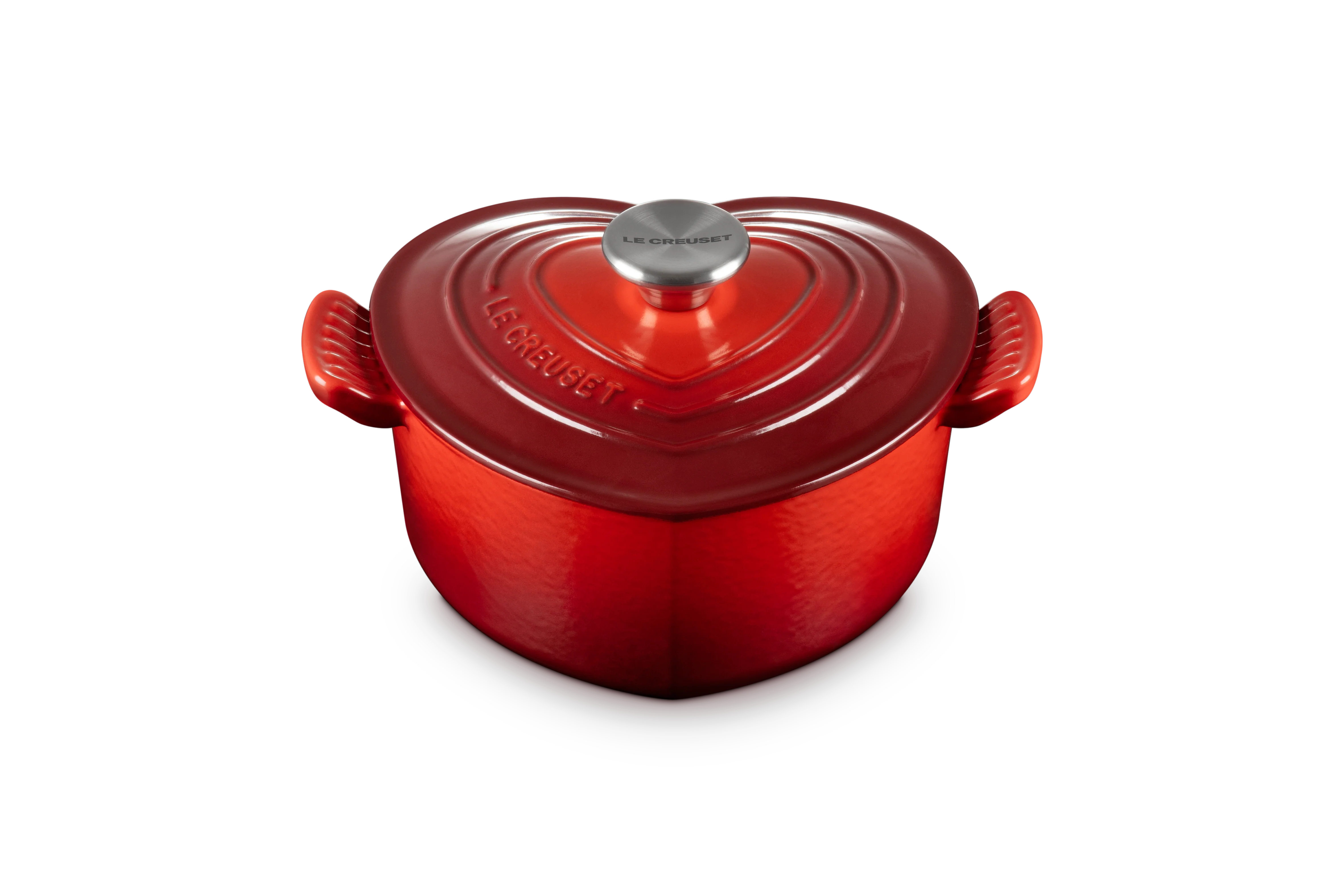 Cocotte Cœur Tradition - 20Cm - Cerise - Bouton Inox - Image 2