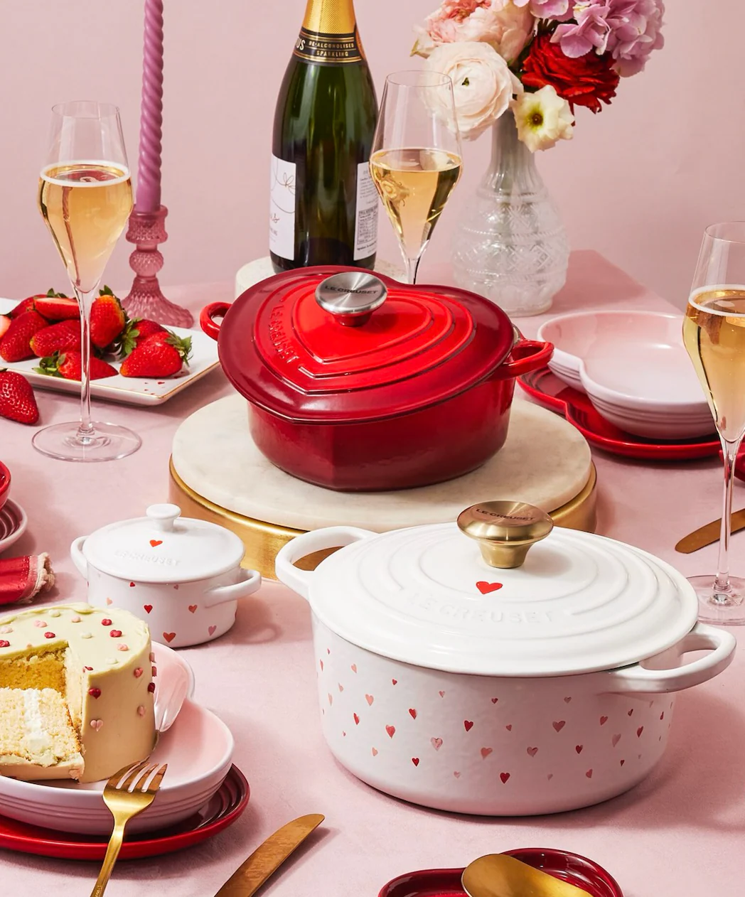 Cocotte Cœur Tradition - 20Cm - Cerise - Bouton Inox - Image 3