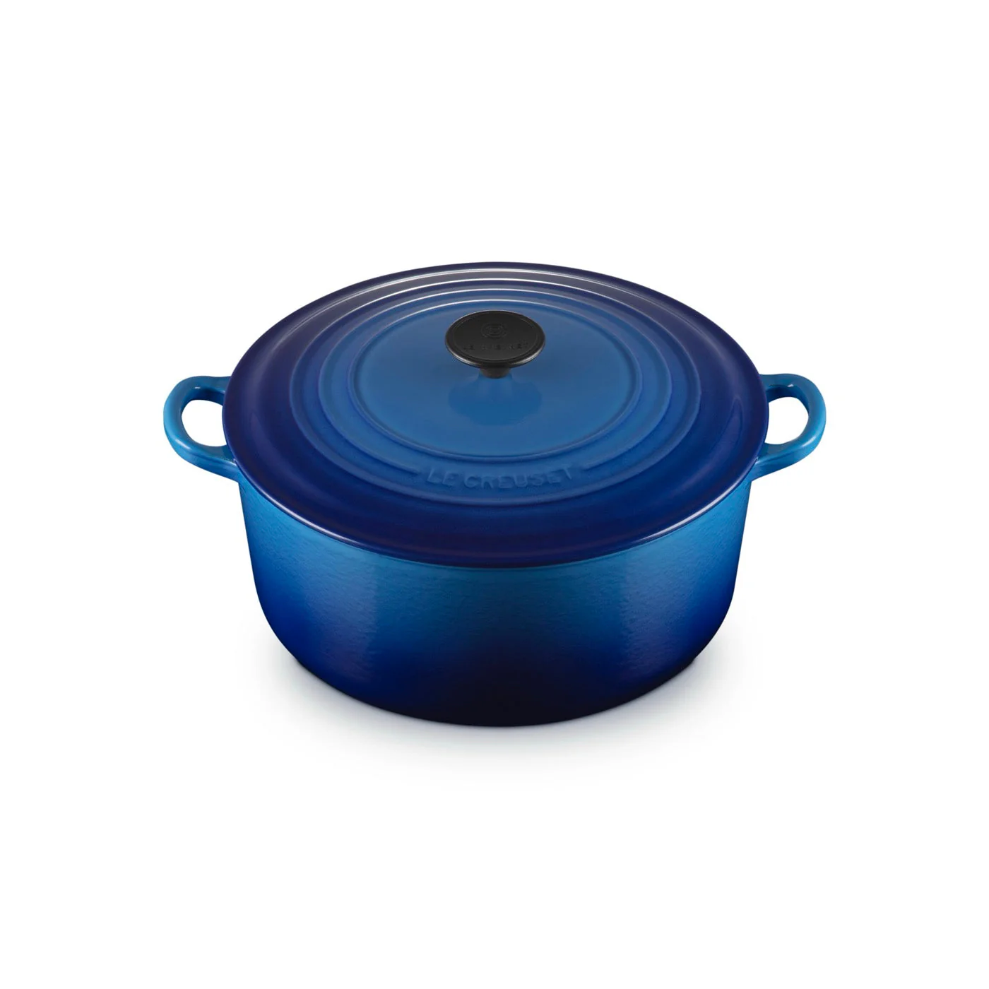 Cocotte Ronde Tradition - Fonte Emaillée - 28Cm - Azur - Bouton Phénolique - Image 3