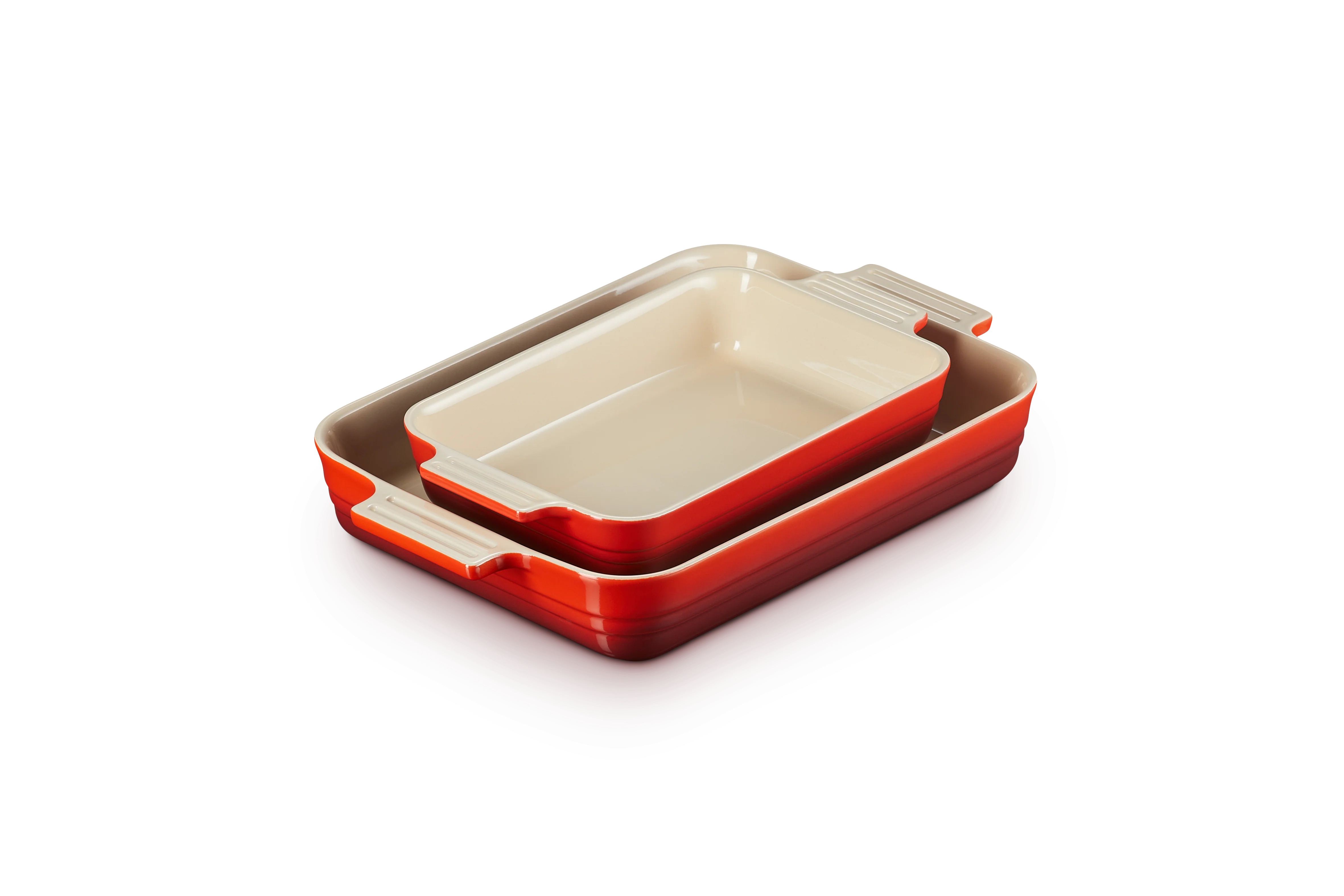 Set 2 Plats Rectangulaires Classique - Céramique - 25/32Cm - Cerise - Image 2
