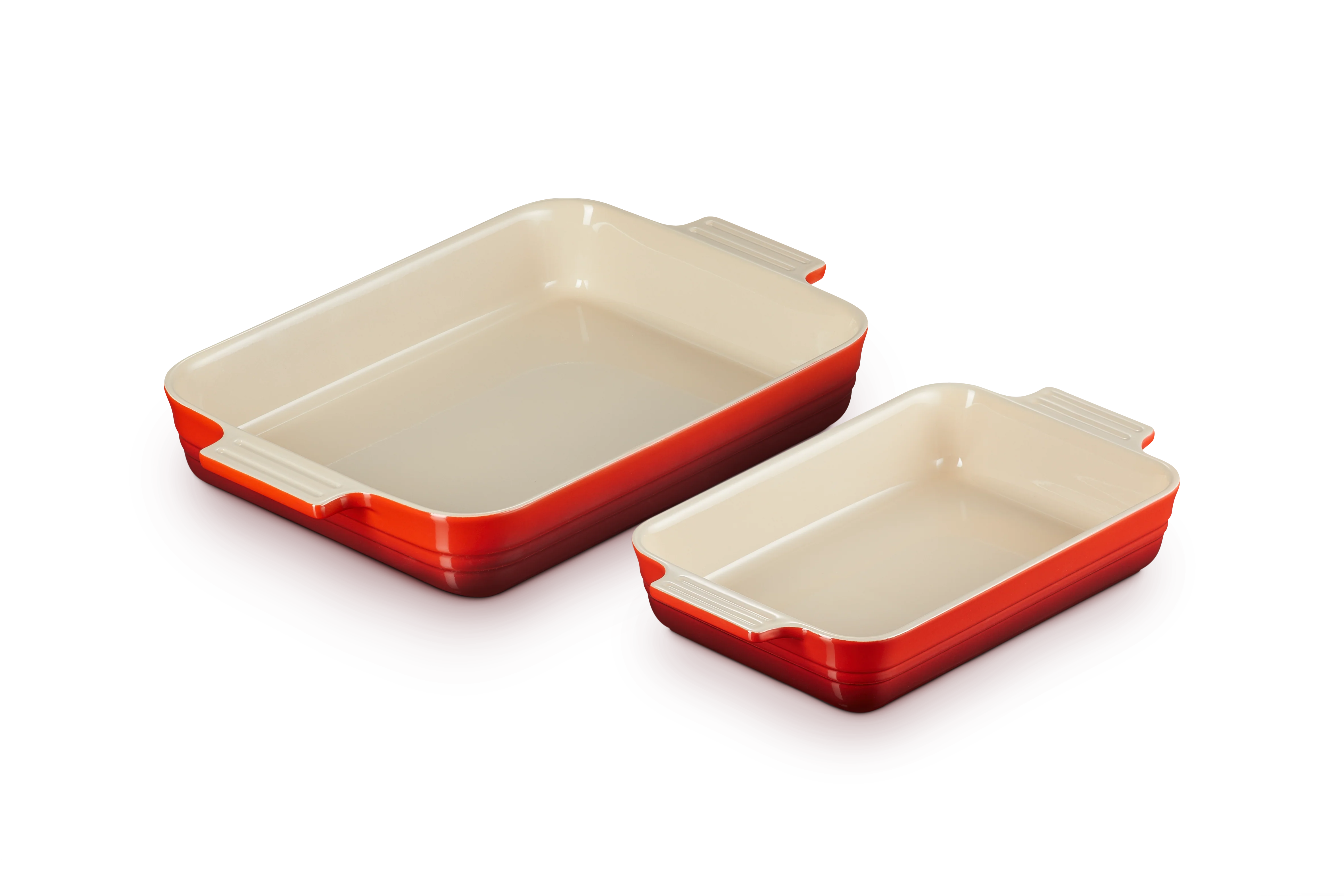 Set 2 Plats Rectangulaires Classique - Céramique - 25/32Cm - Cerise - Image 3
