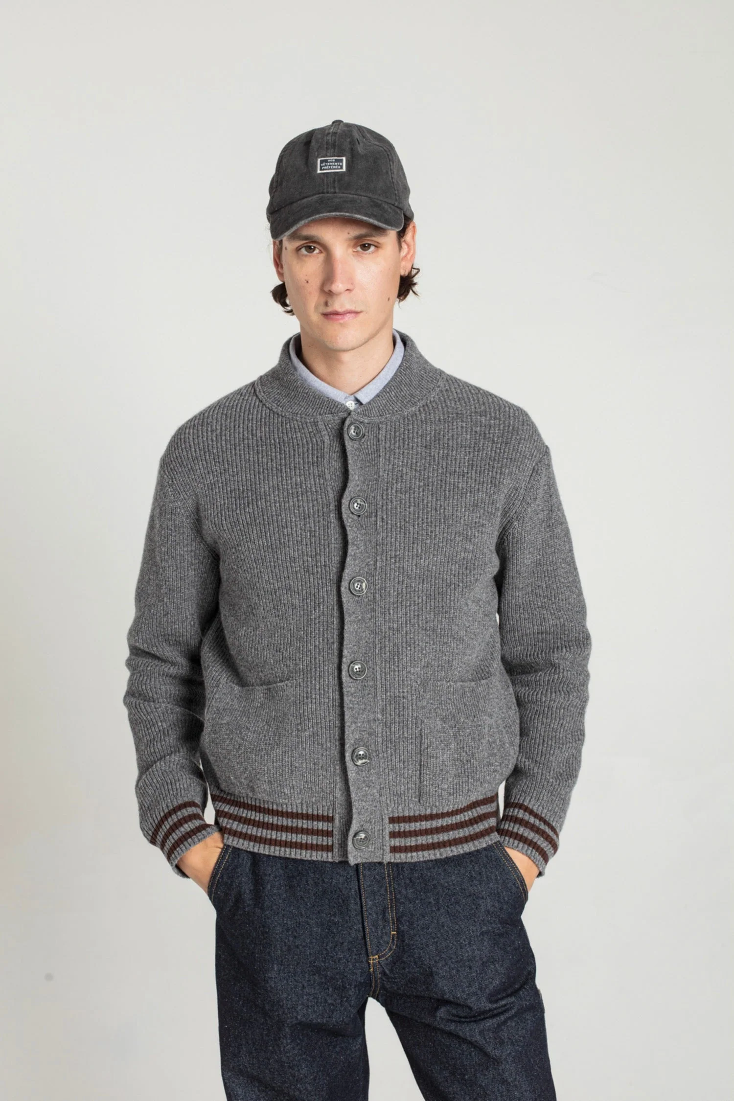 Cardigan Goldi En Laine D'Agneau - Gris - Homme - Image 3