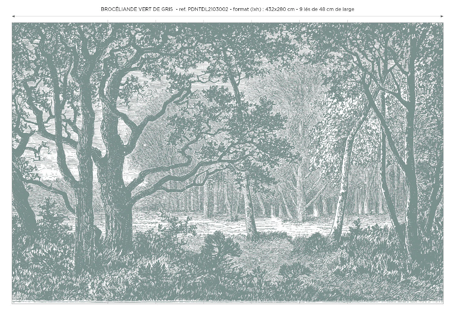 Papier Peint Panoramique - Brocéliande - Vert De Gris - Image 6