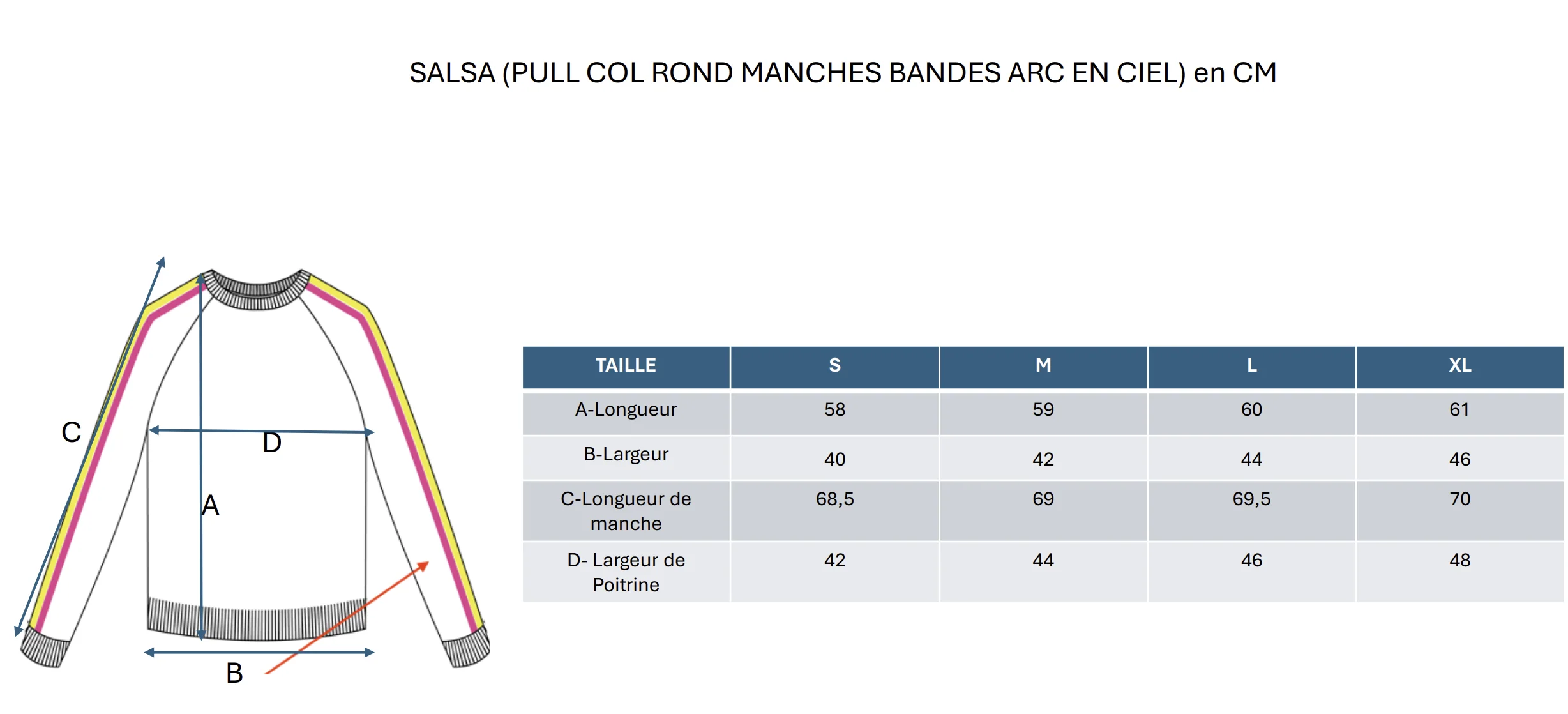 Pull Col Rond Bandes Arc En Ciel Manches Salsa - Noir - Image 9