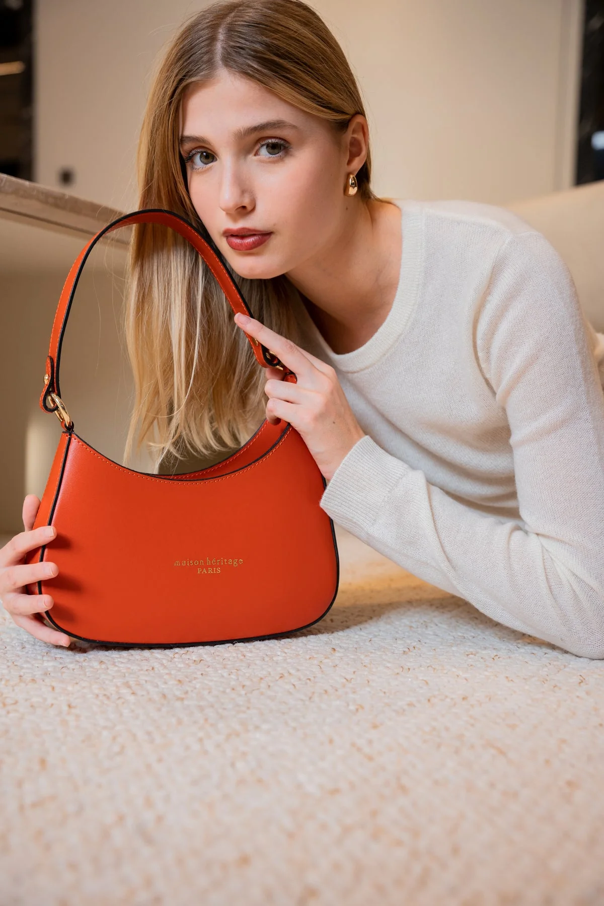 Sac Porté-Épaule Aline - Orange Fonce - Image 4