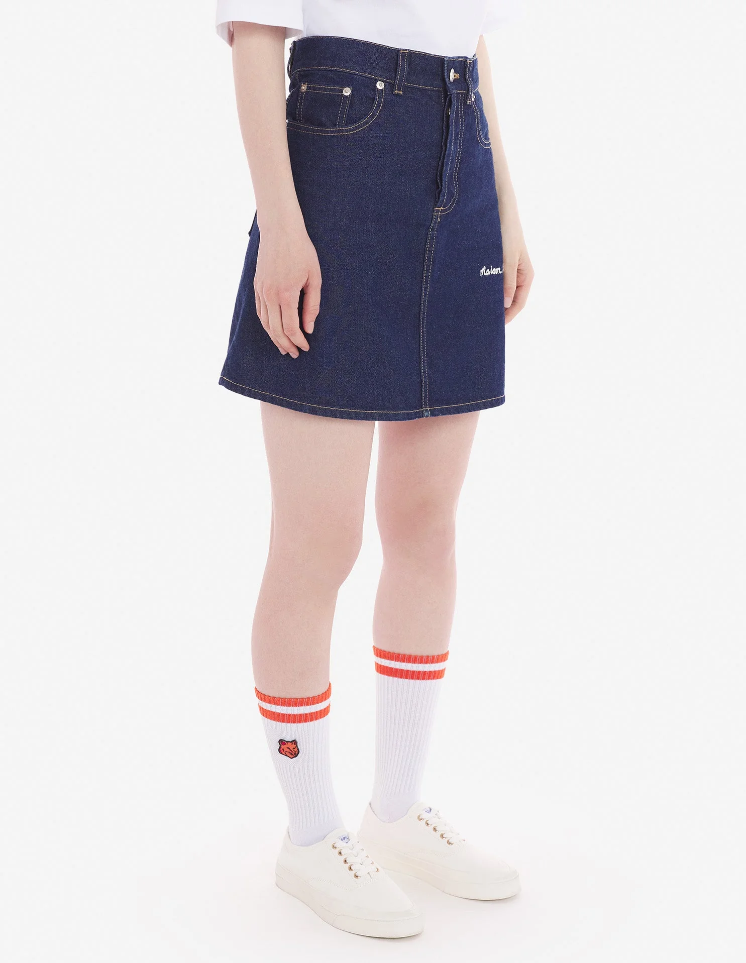 Mini A-Line Skirt In Indigo Denim - Washed Indigo - Femme - Image 4