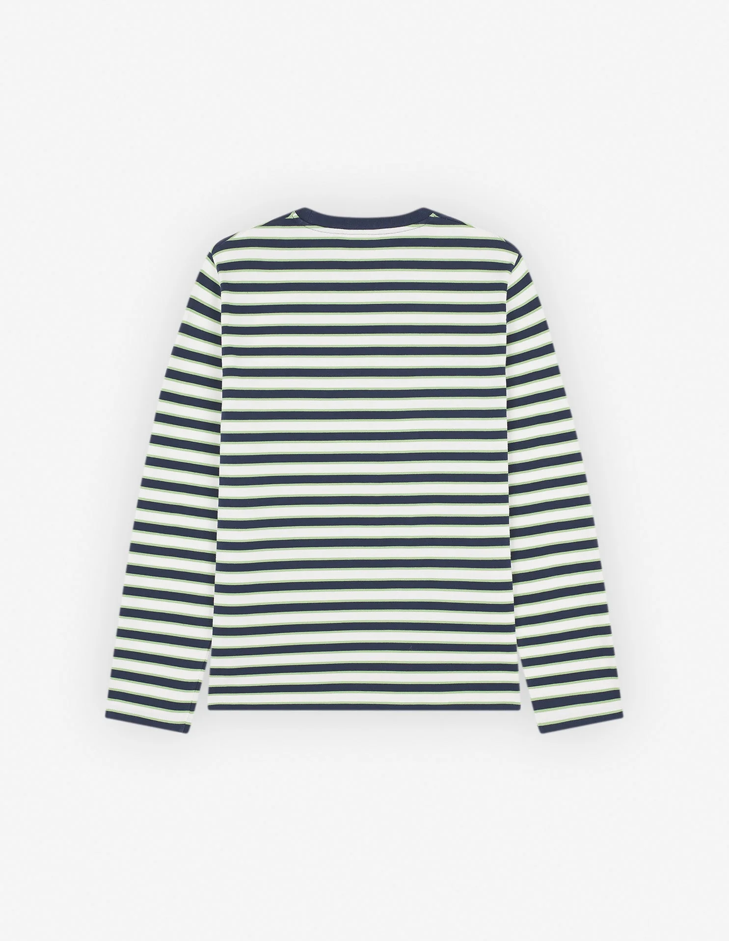 "Cafe Kitsune" Printed Long Sleeves Striped Regular T-Shirt - Navy/White/Matcha Stripes - Homme - Image 2