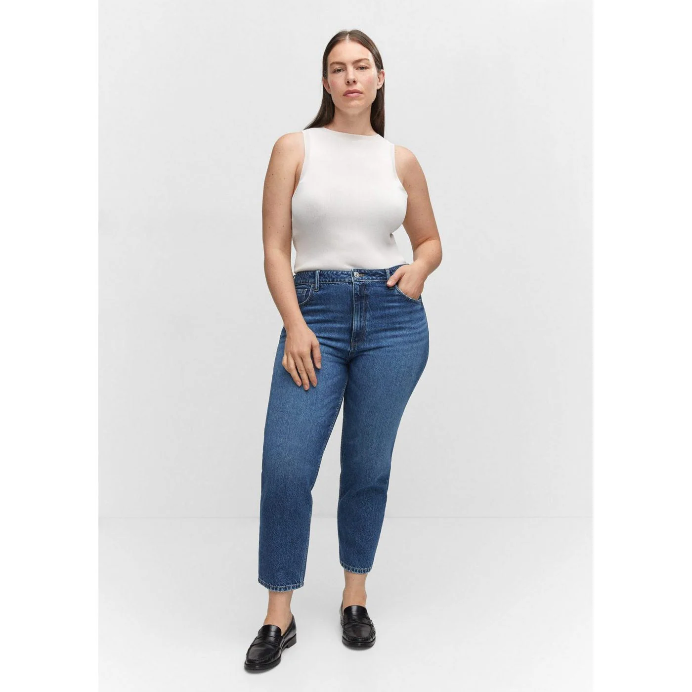 Jean Mom Taille Haute - Dark Blue - Image 5