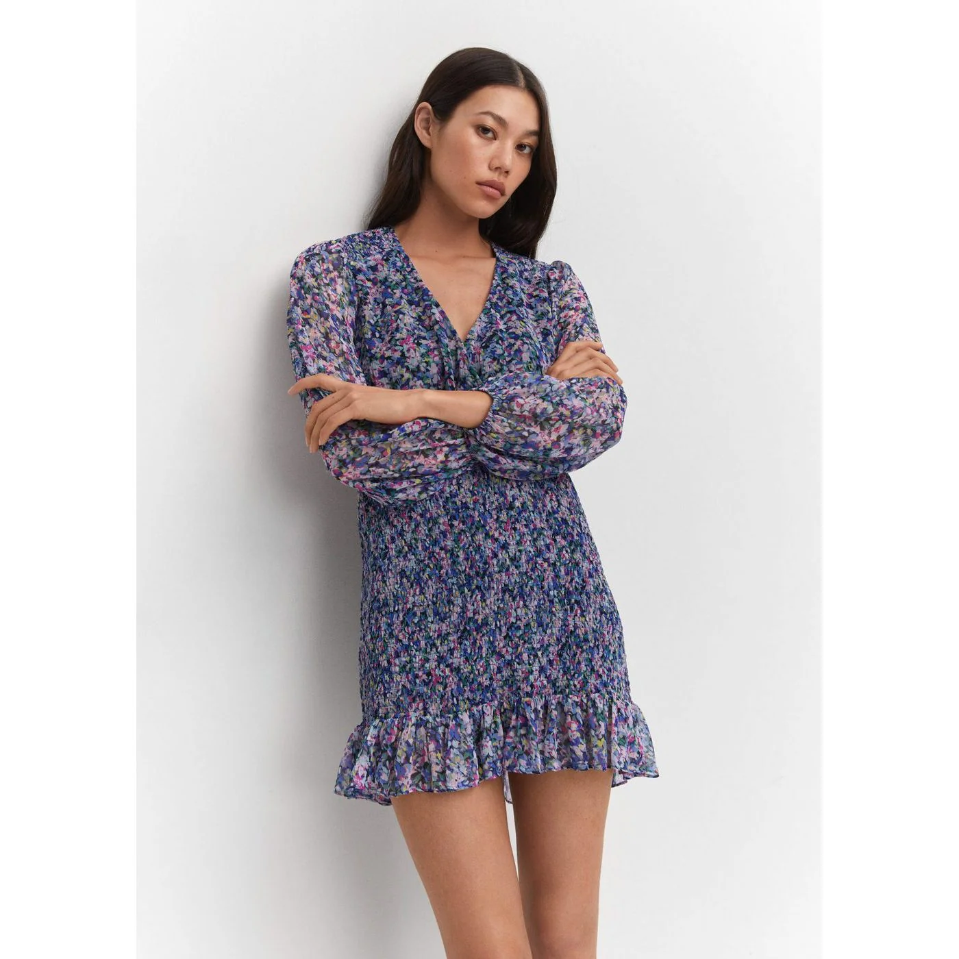 Robe Courte Ourlet Froncé - Blue - Image 2