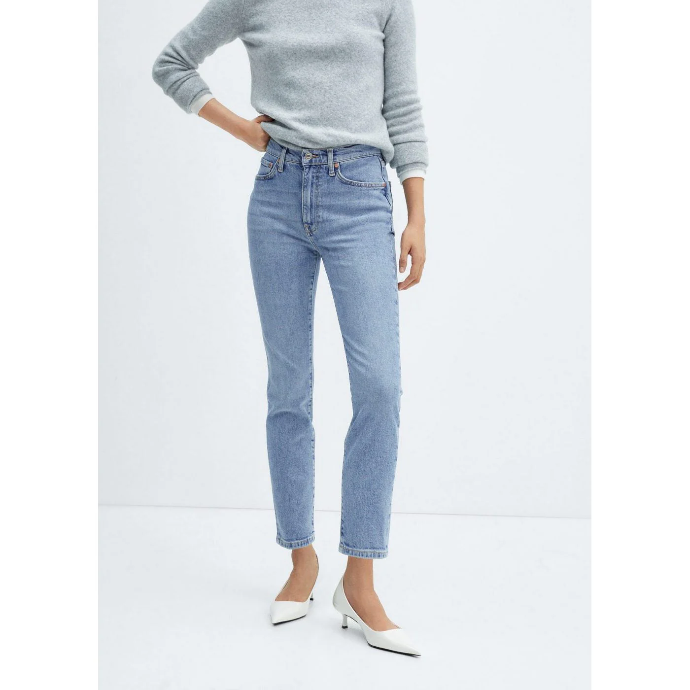 Jean Slim Crop - Medium Blue - Image 2
