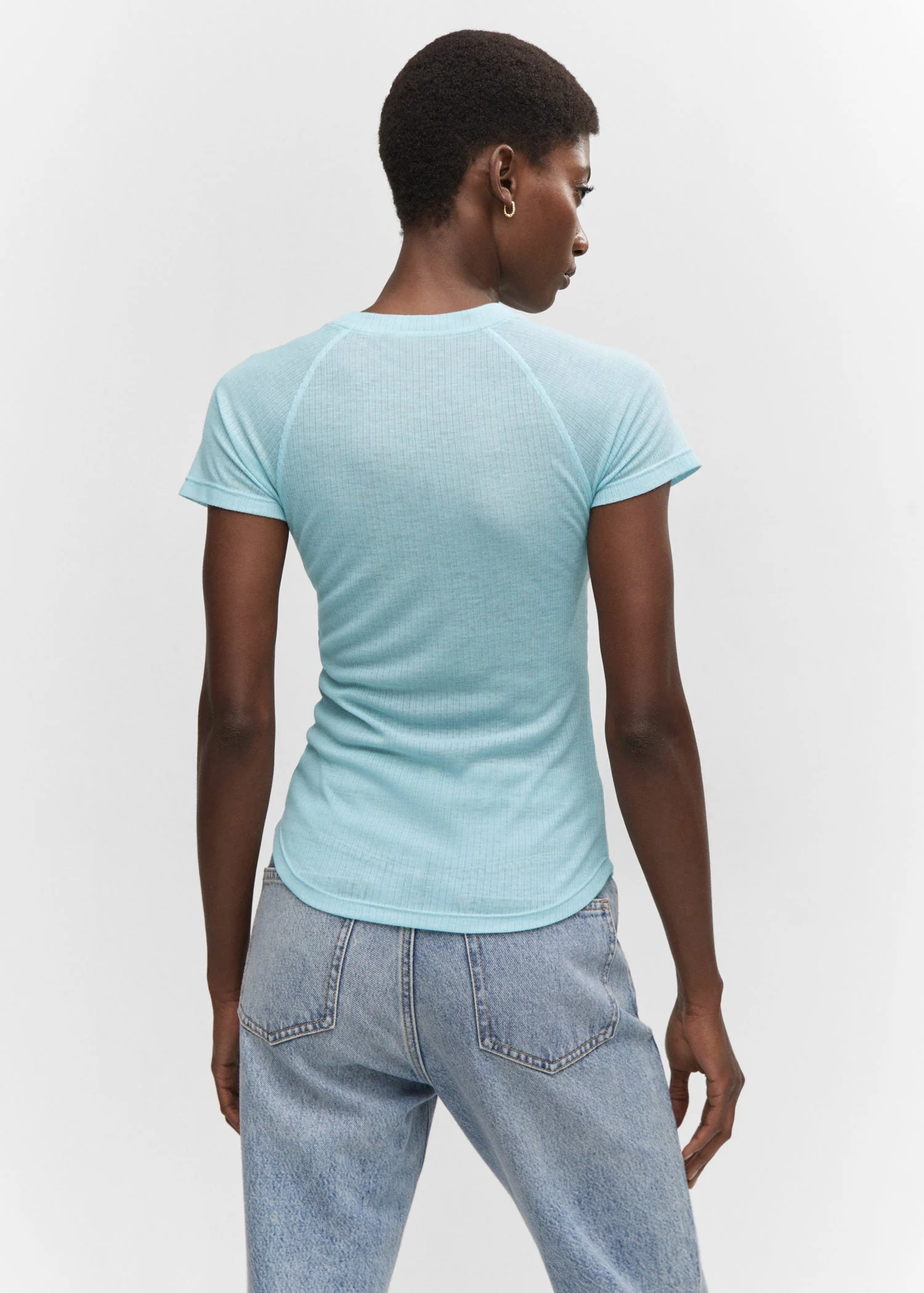 T-Shirt Détail Couture - Sky Blue - Image 8