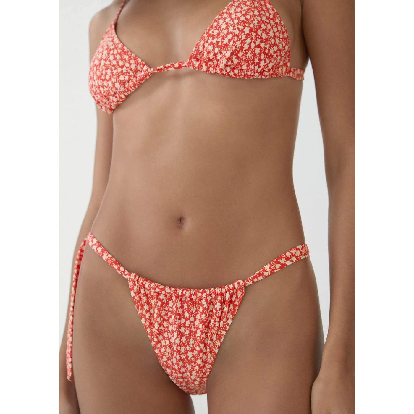 Culotte Bikini Classique Fleurie - Red - Image 4