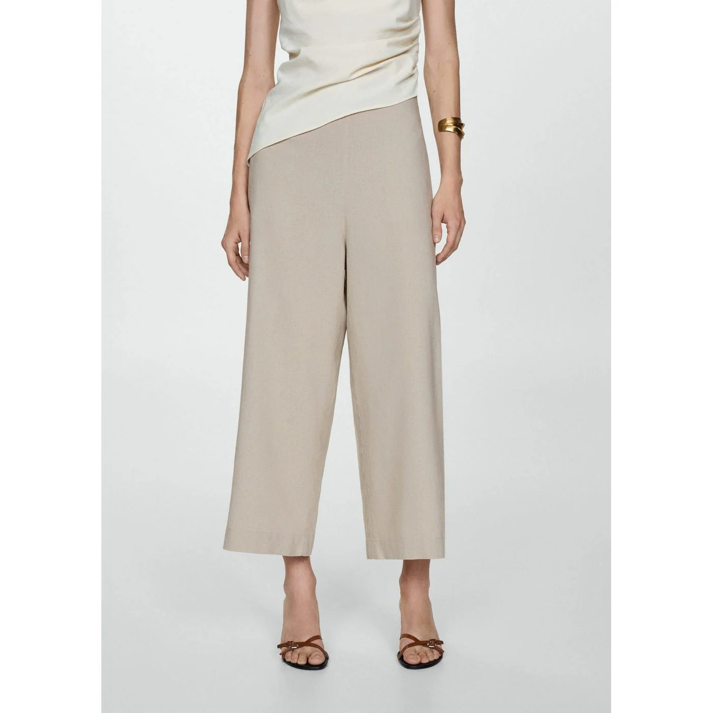 Pantalon Wideleg Lin - Beige - Image 2