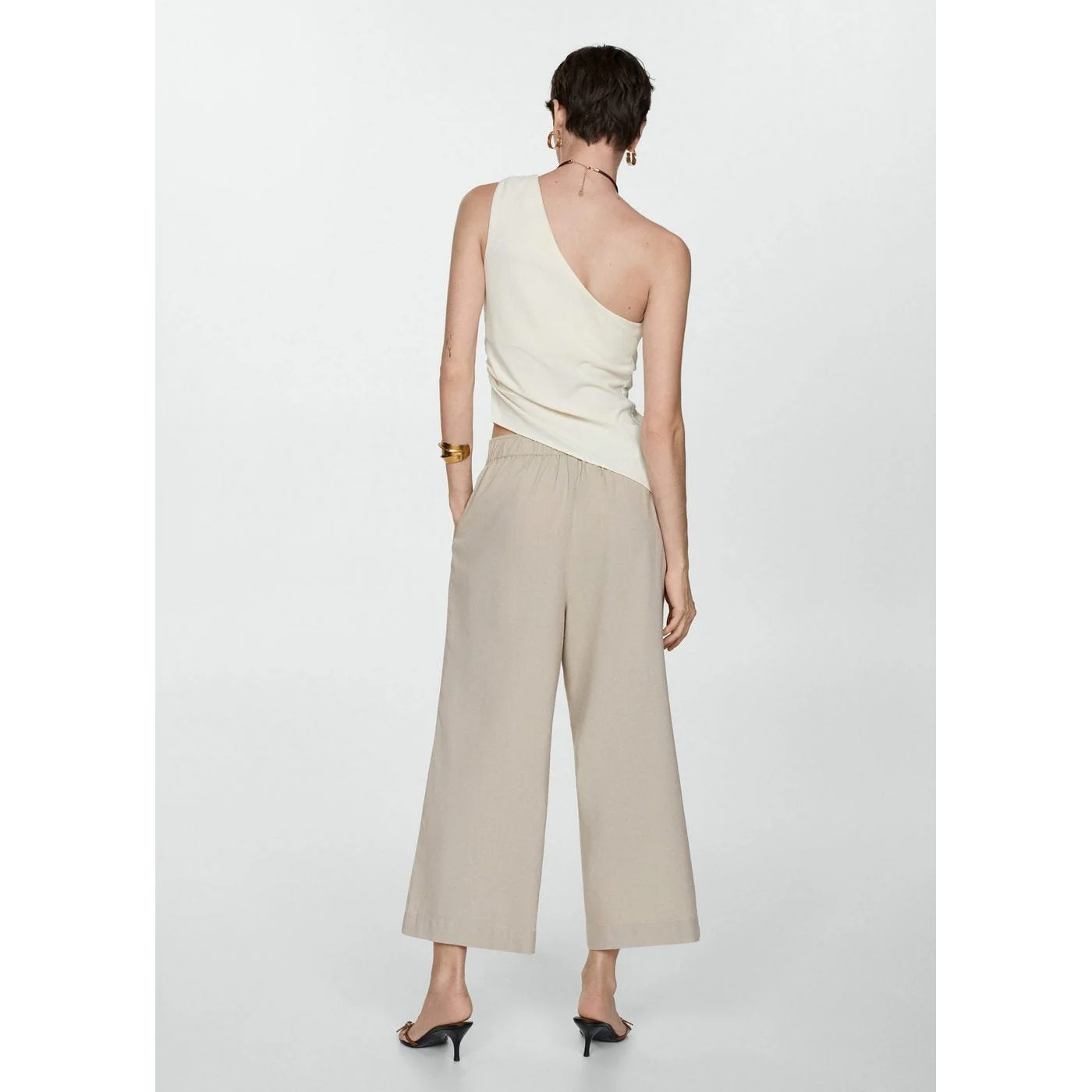 Pantalon Wideleg Lin - Beige - Image 3