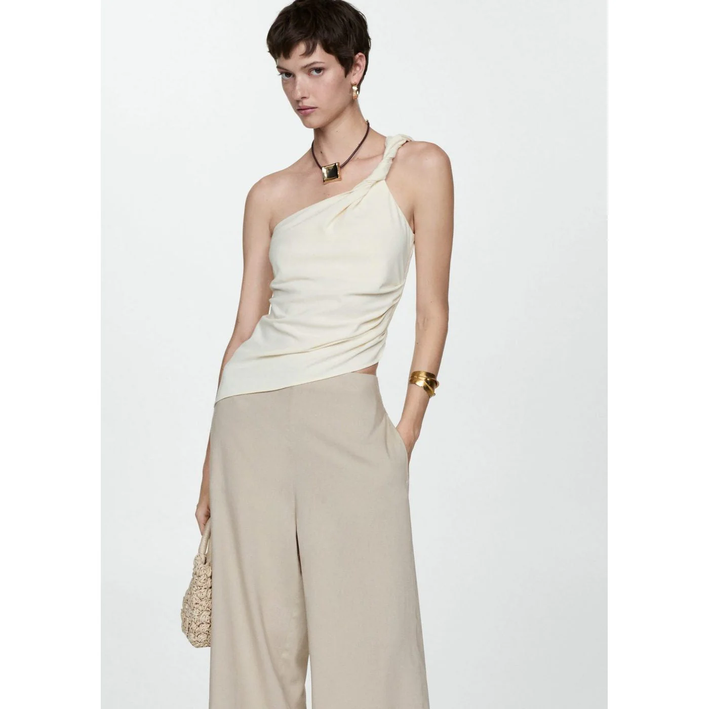 Pantalon Wideleg Lin - Beige - Image 5