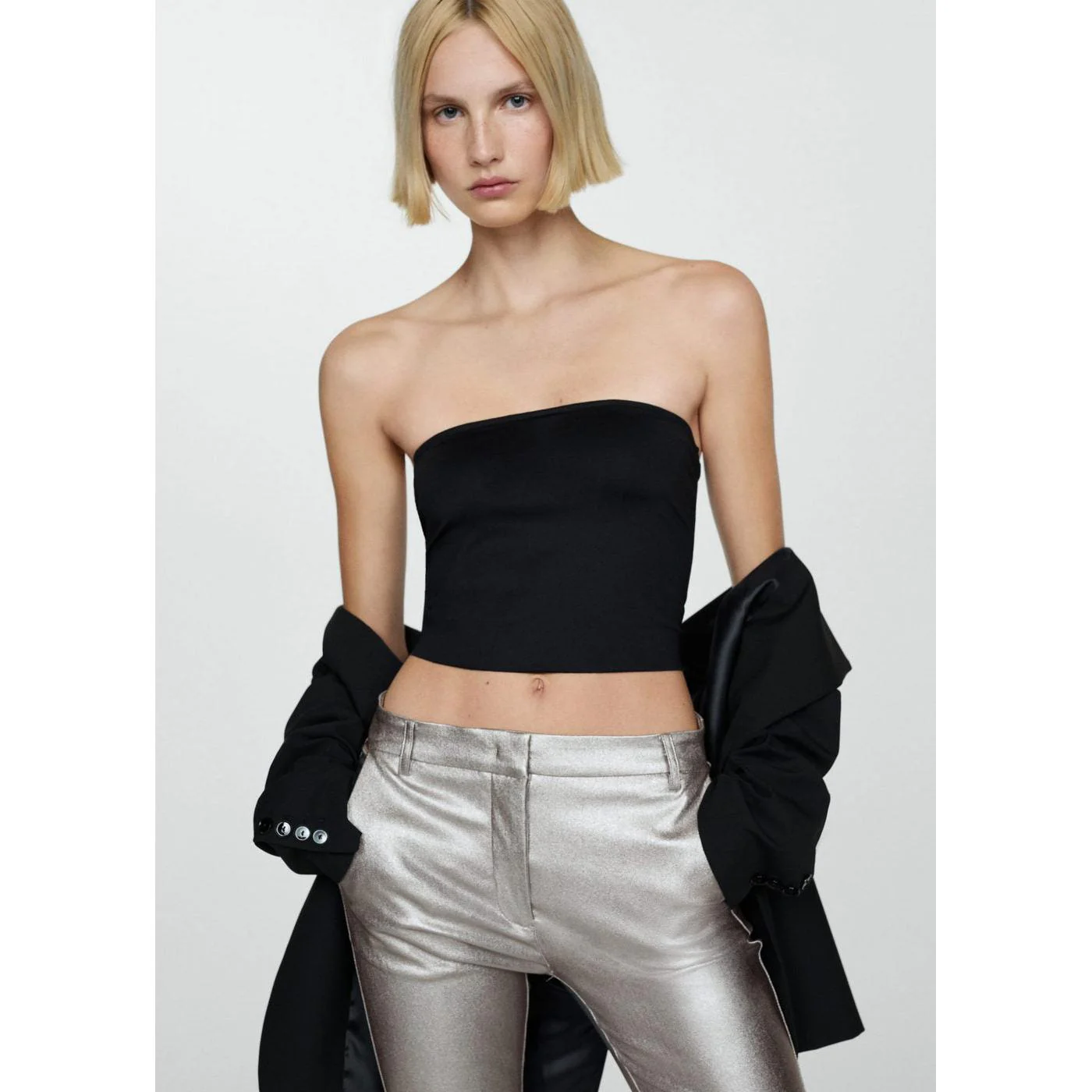 Pantalon Flare Métallisé - Silver - Image 4