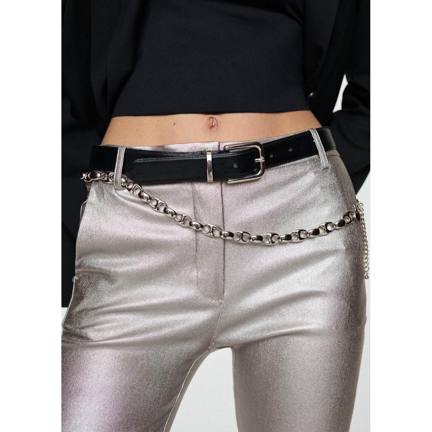 Pantalon Flare Métallisé - Silver - Image 5