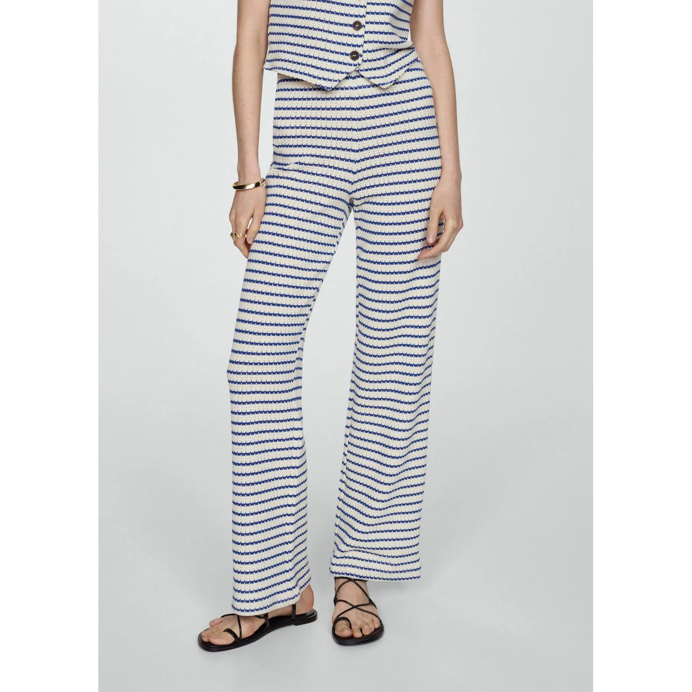 Pantalon Crochet Rayures - Blue - Image 2
