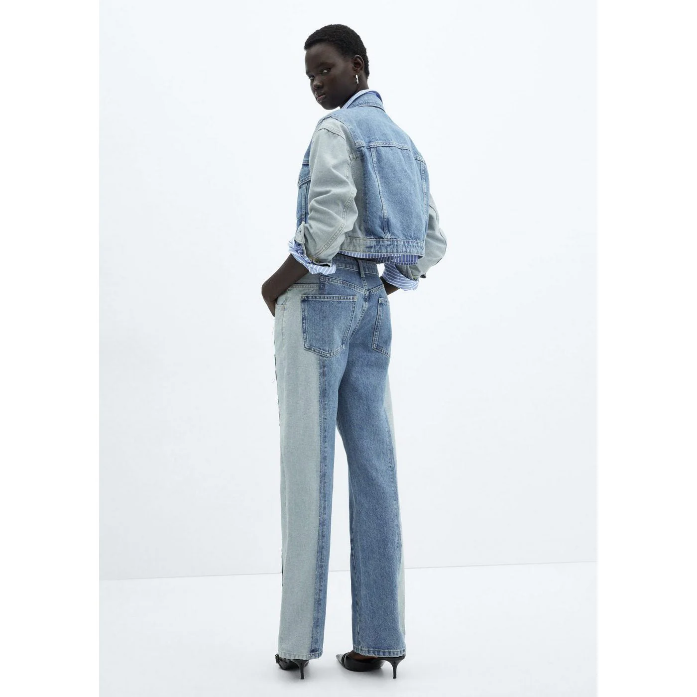 Jean Coupe Droite Bicolore - Medium Blue - Image 3