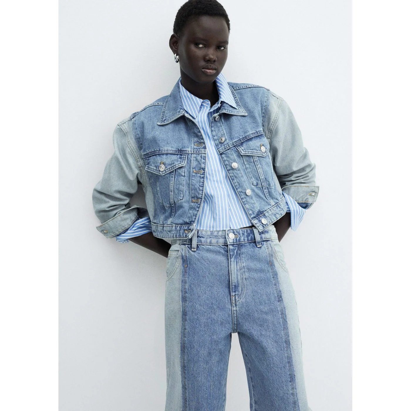 Jean Coupe Droite Bicolore - Medium Blue - Image 4