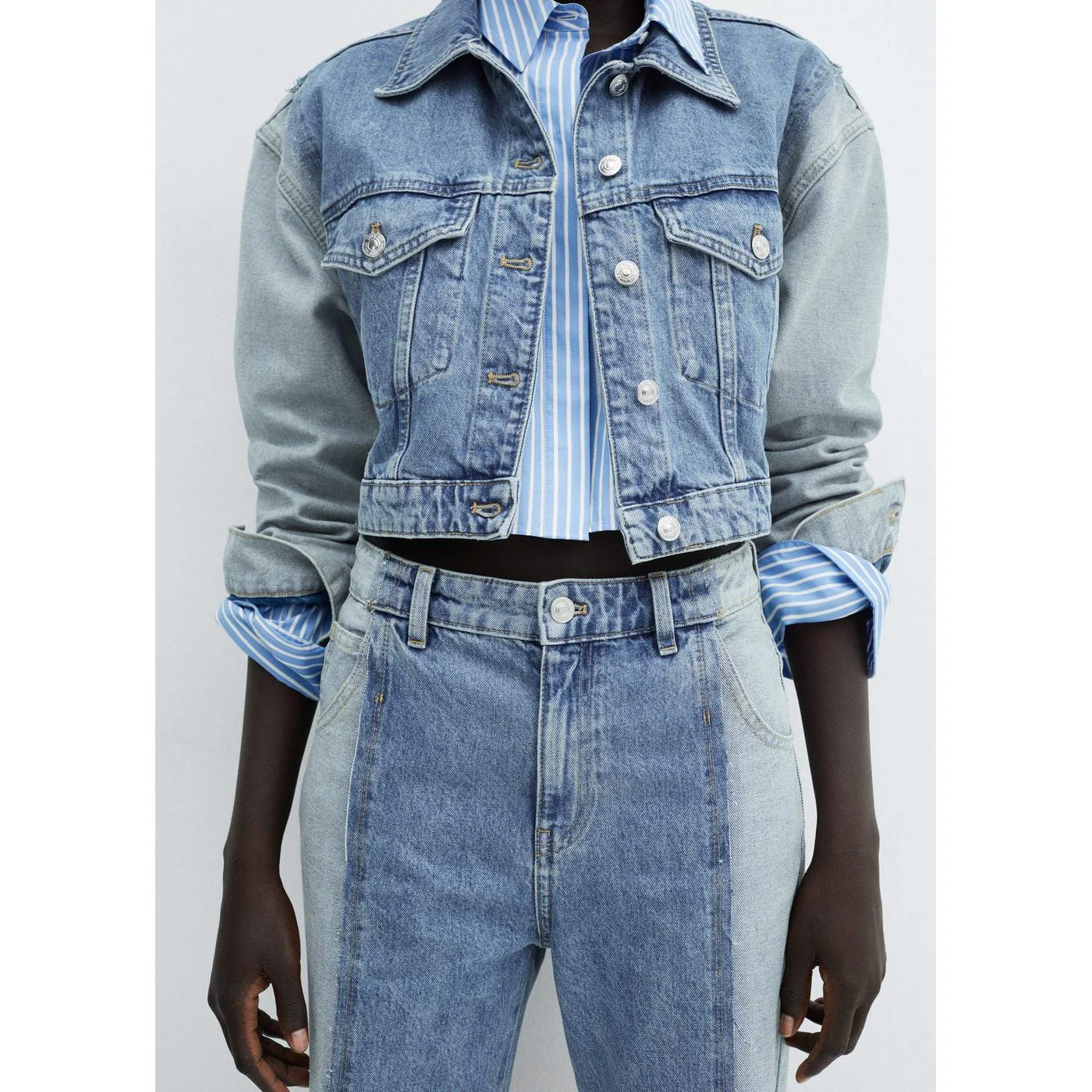 Jean Coupe Droite Bicolore - Medium Blue - Image 6