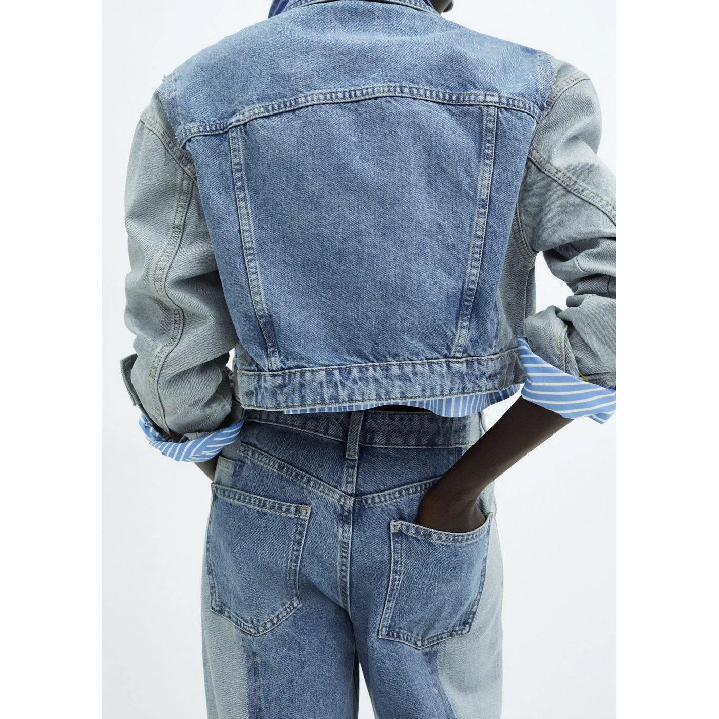 Jean Coupe Droite Bicolore - Medium Blue - Image 7
