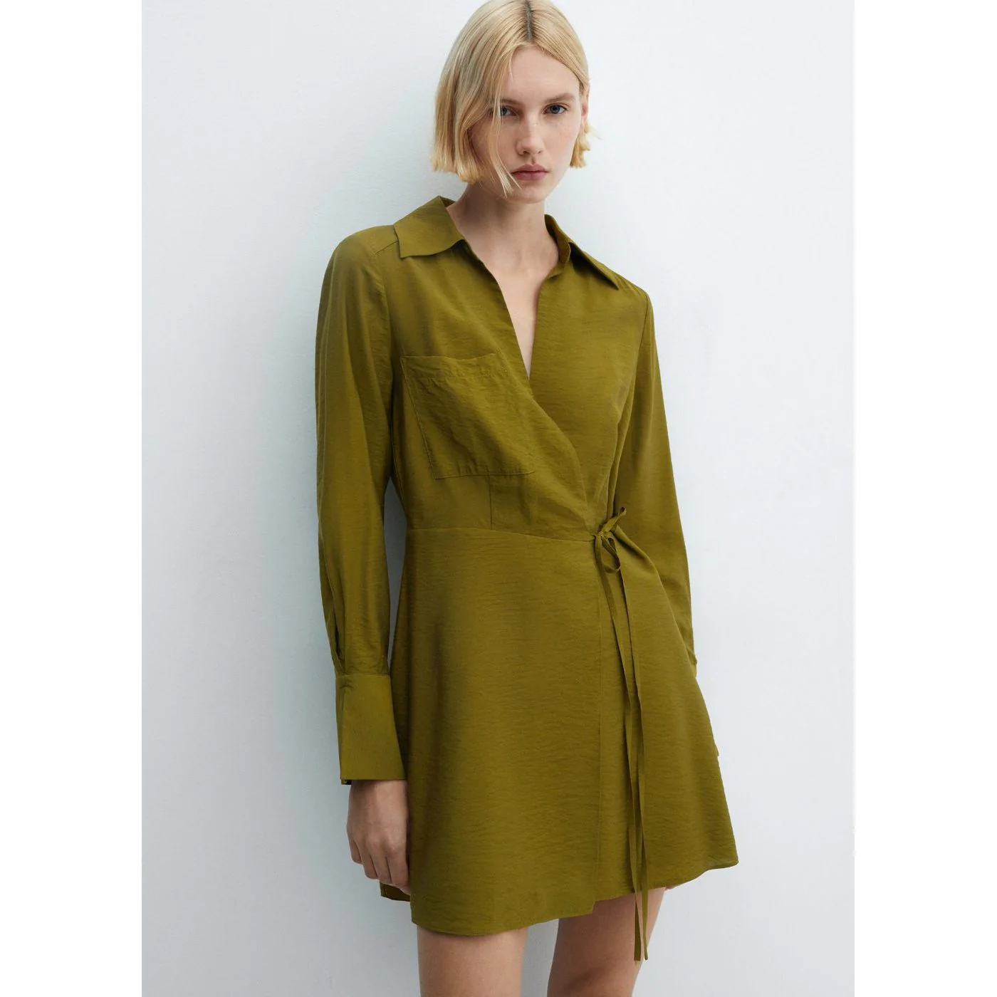 Robe Cache-Coeur Noeud - Khaki - Image 2