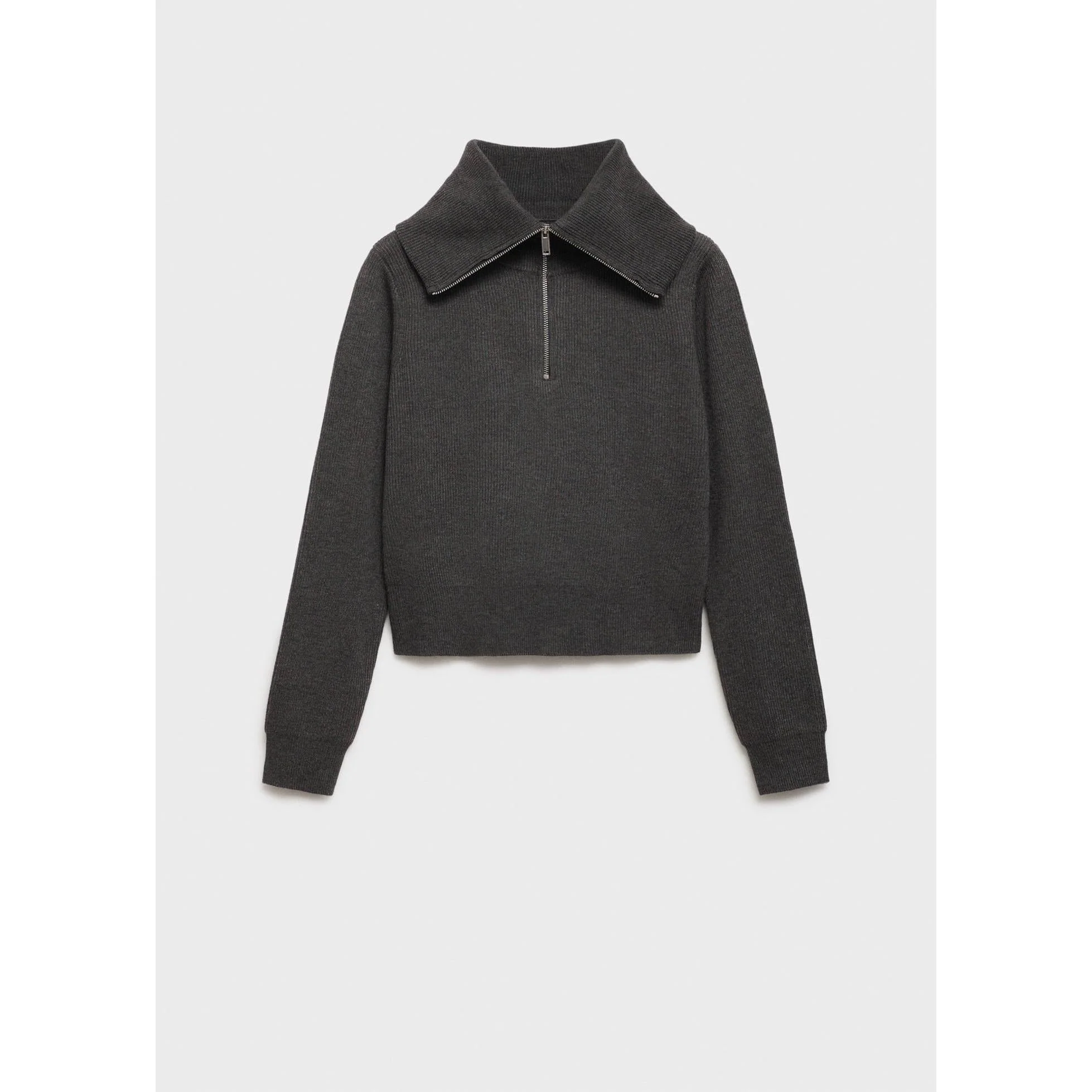 Pull-Over Col Roulé Fermeture Éclair - Charcoal - Image 2