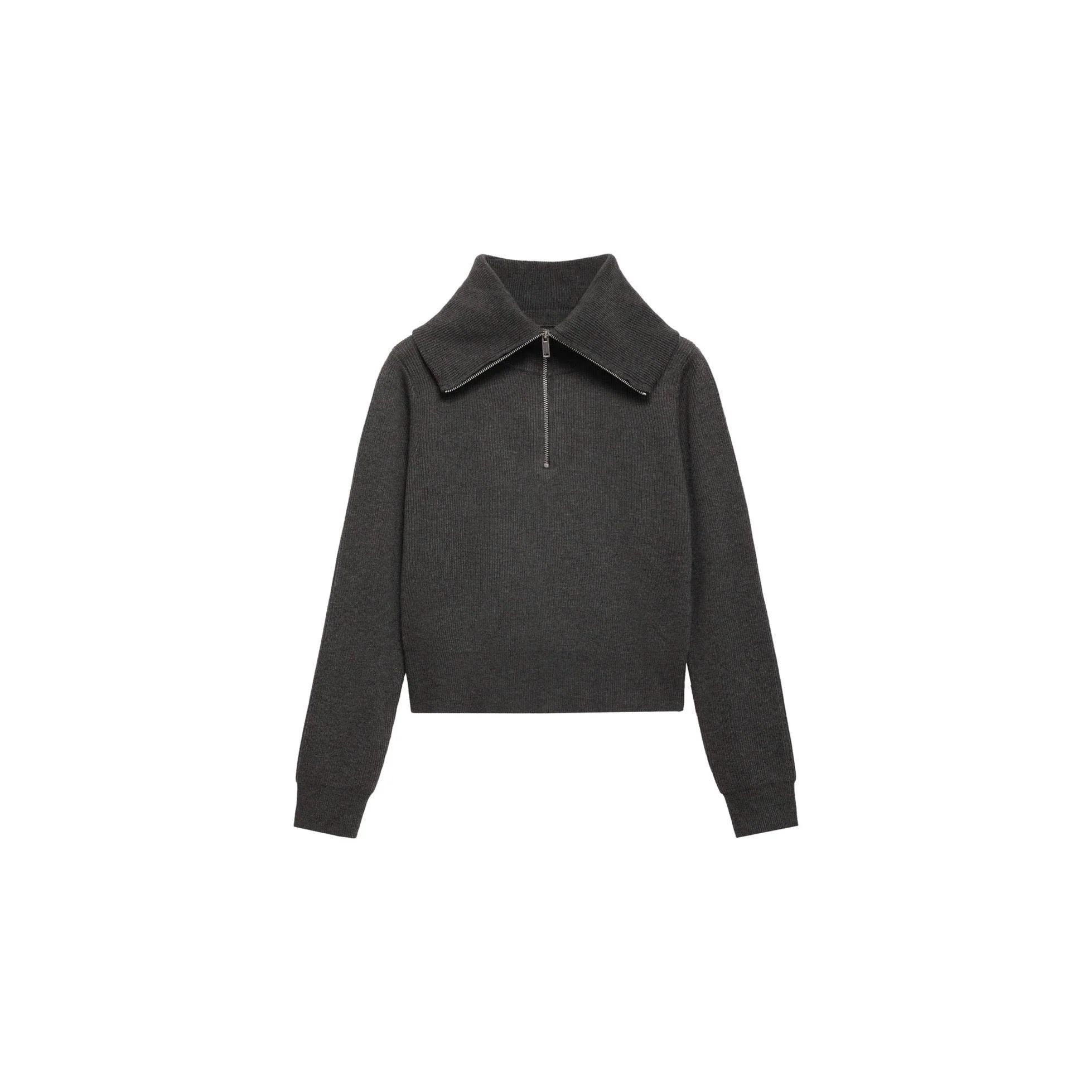 Pull-Over Col Roulé Fermeture Éclair - Charcoal - Image 3