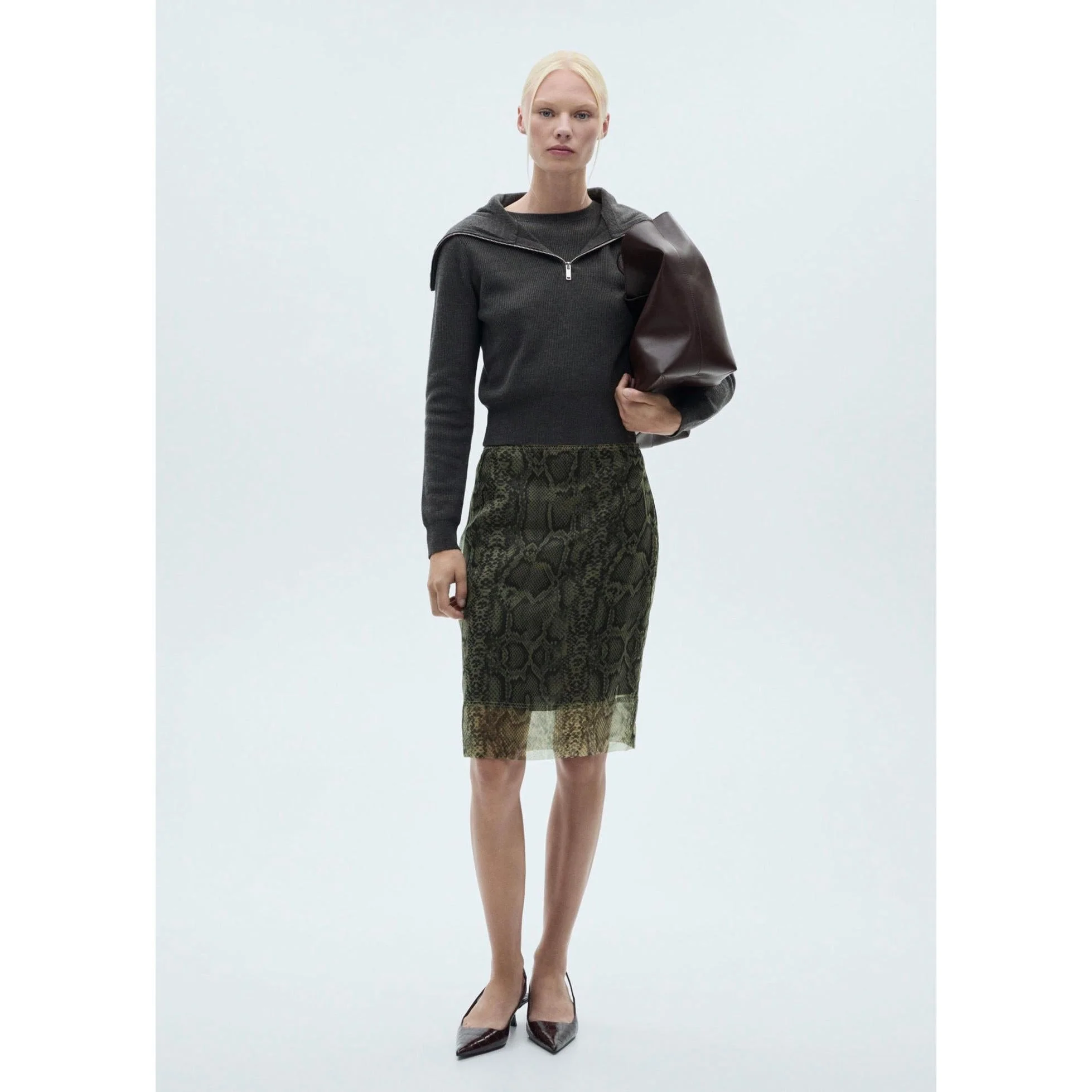 Pull-Over Col Roulé Fermeture Éclair - Charcoal - Image 8