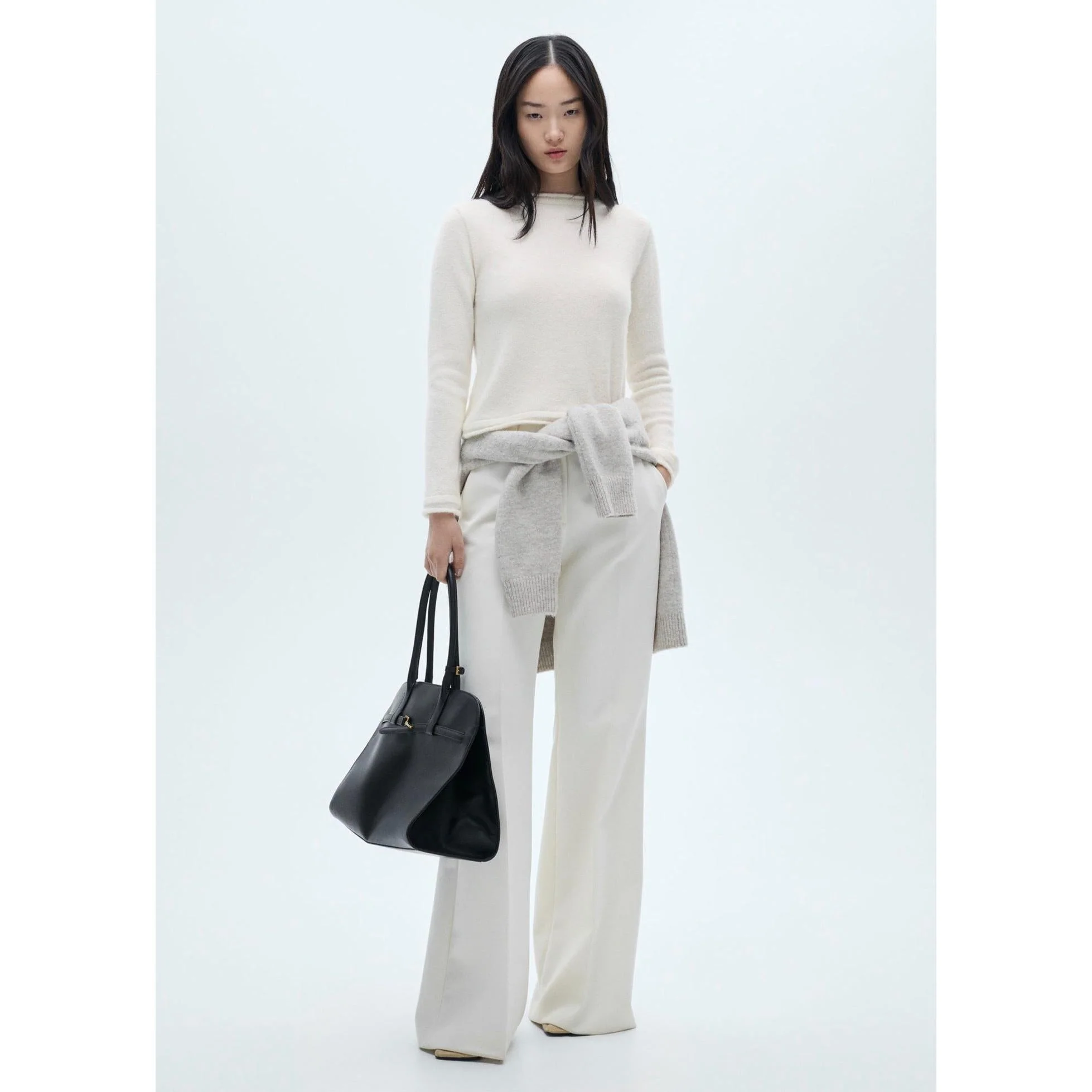 Pull-Over Col Rond Boutons - Ecru - Image 10
