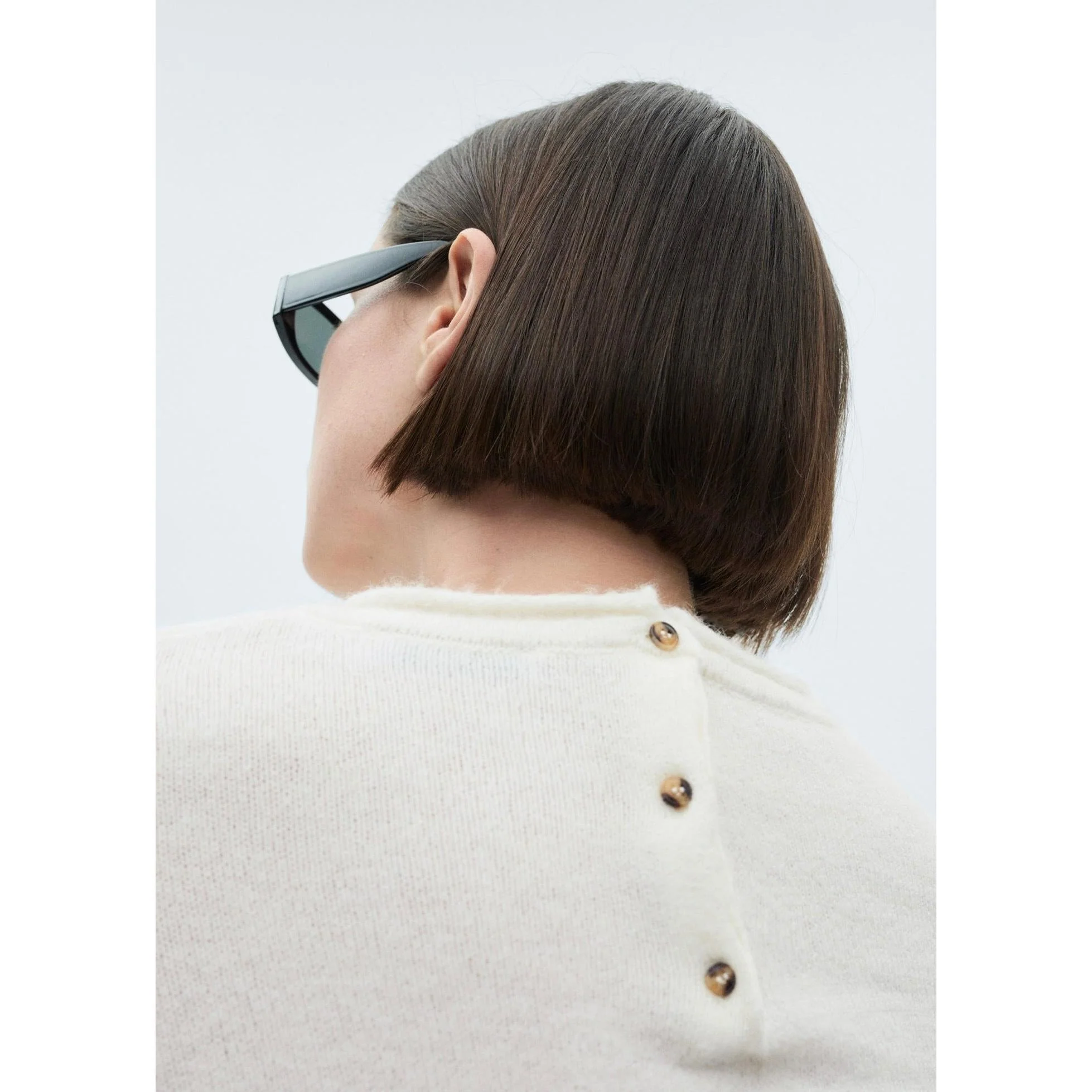 Pull-Over Col Rond Boutons - Ecru - Image 6