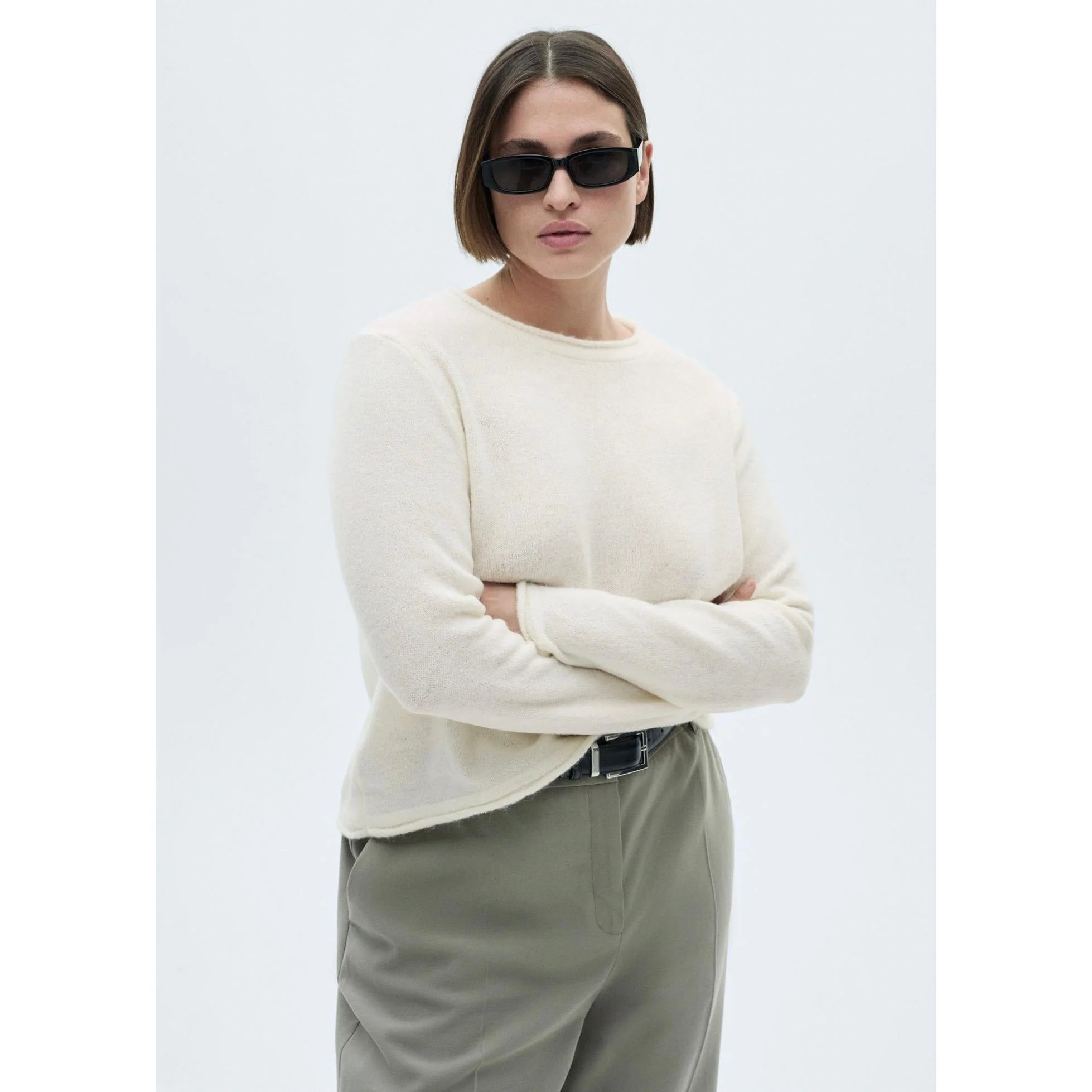 Pull-Over Col Rond Boutons - Ecru - Image 7