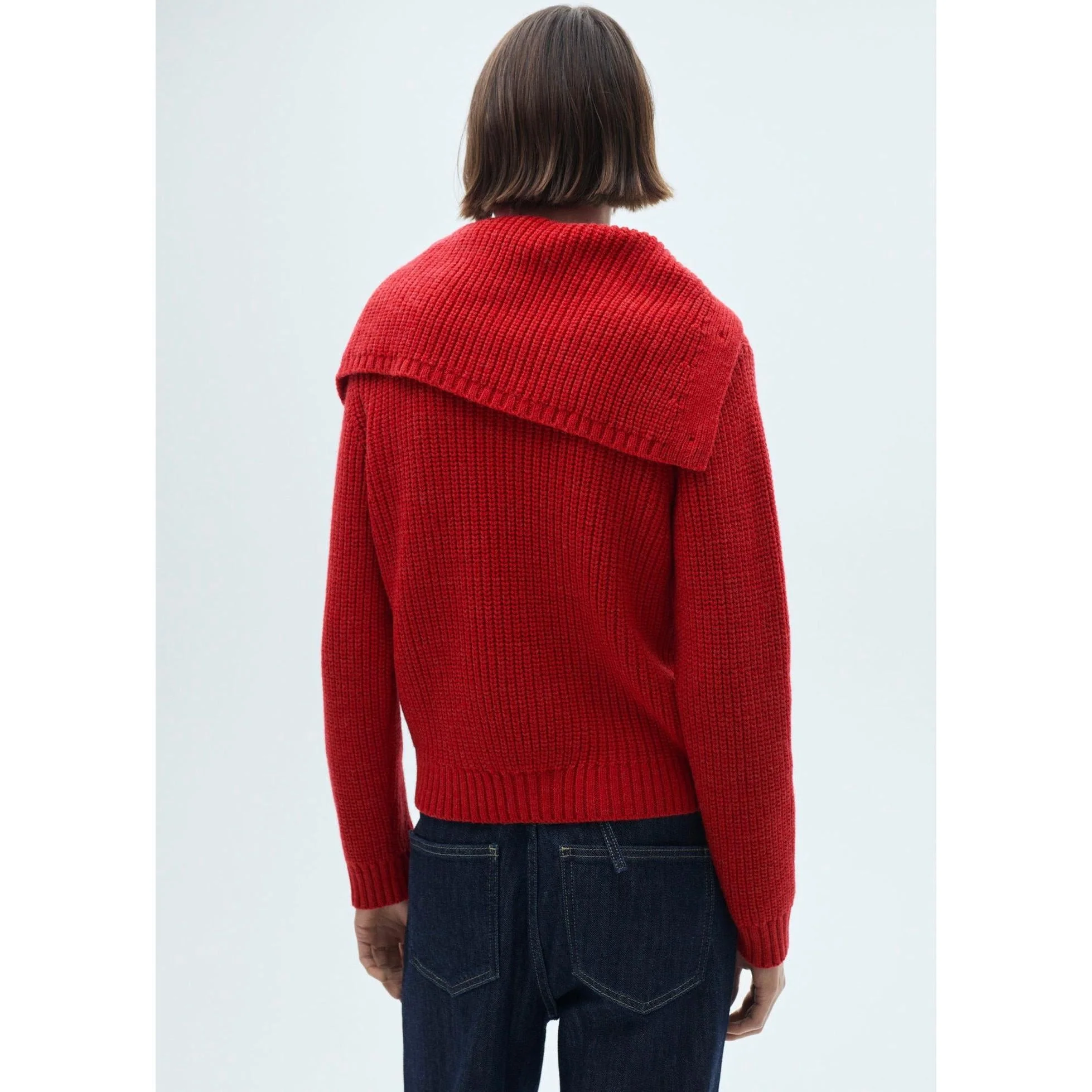 Pull-Over Boutons Col Cheminée - Red - Image 7